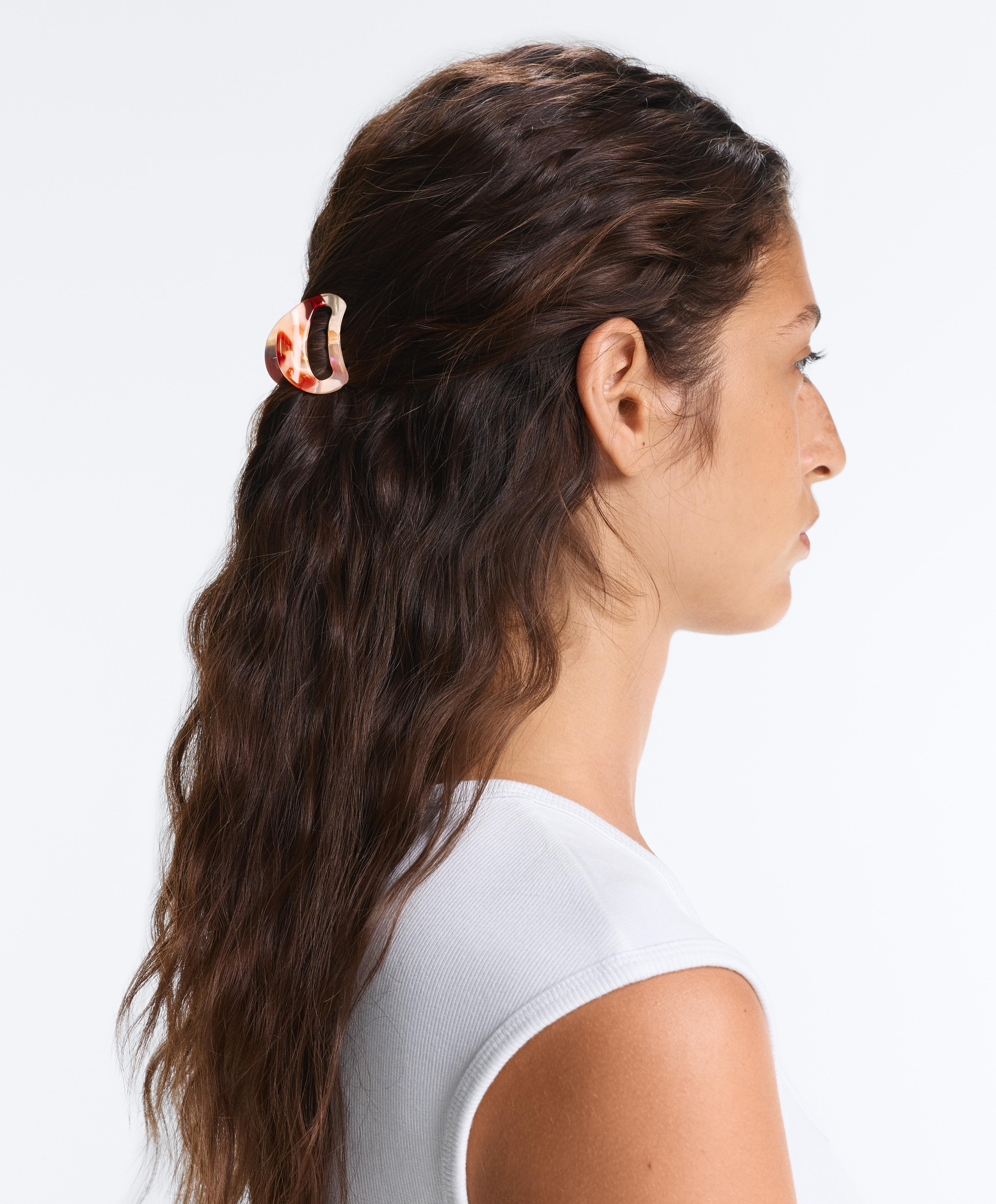 2 mini asymmetric hair clips — PALE RASPBERRY