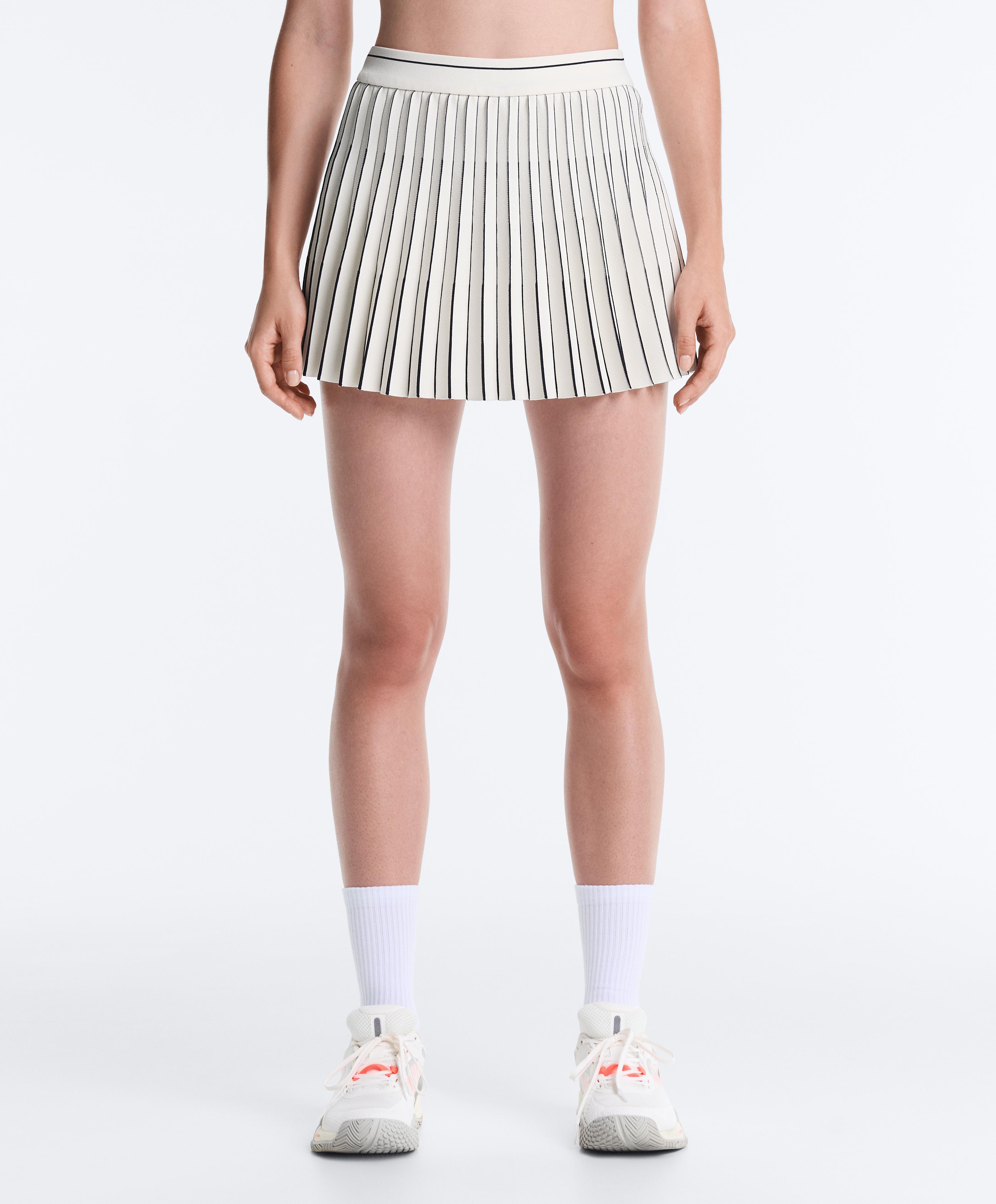 High-rise seamless pleated short skirt — NAVY BLUE