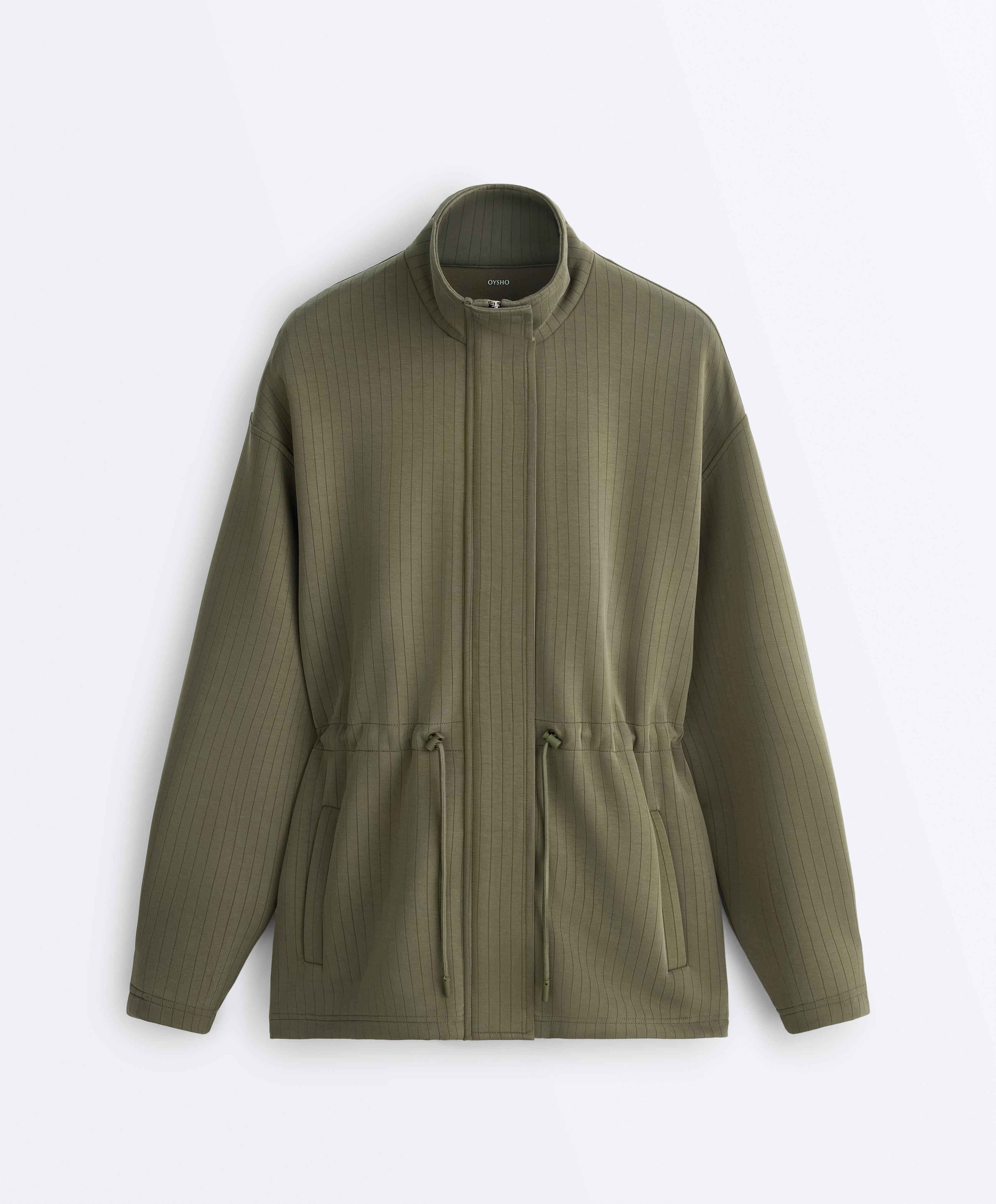 Long Utility jacket with soft-touch modal — KHAKI