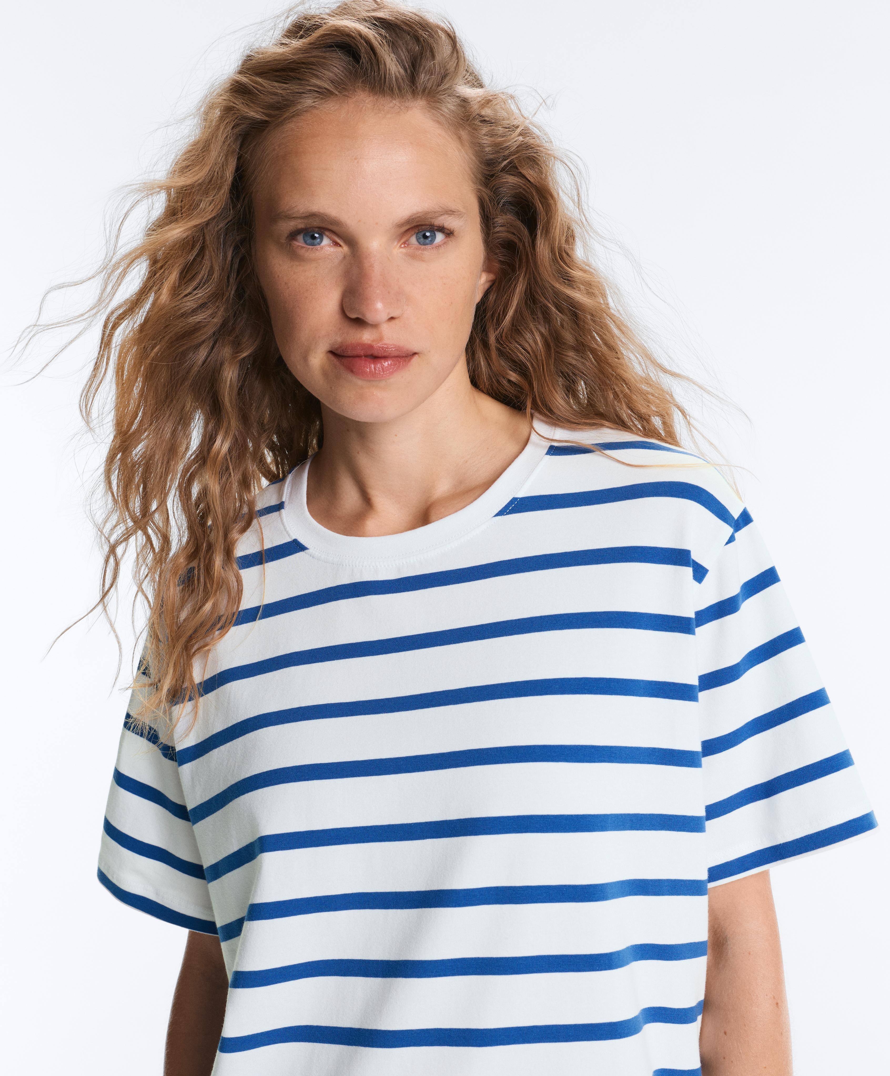 Boxy short-sleeved cotton blend T-shirt
