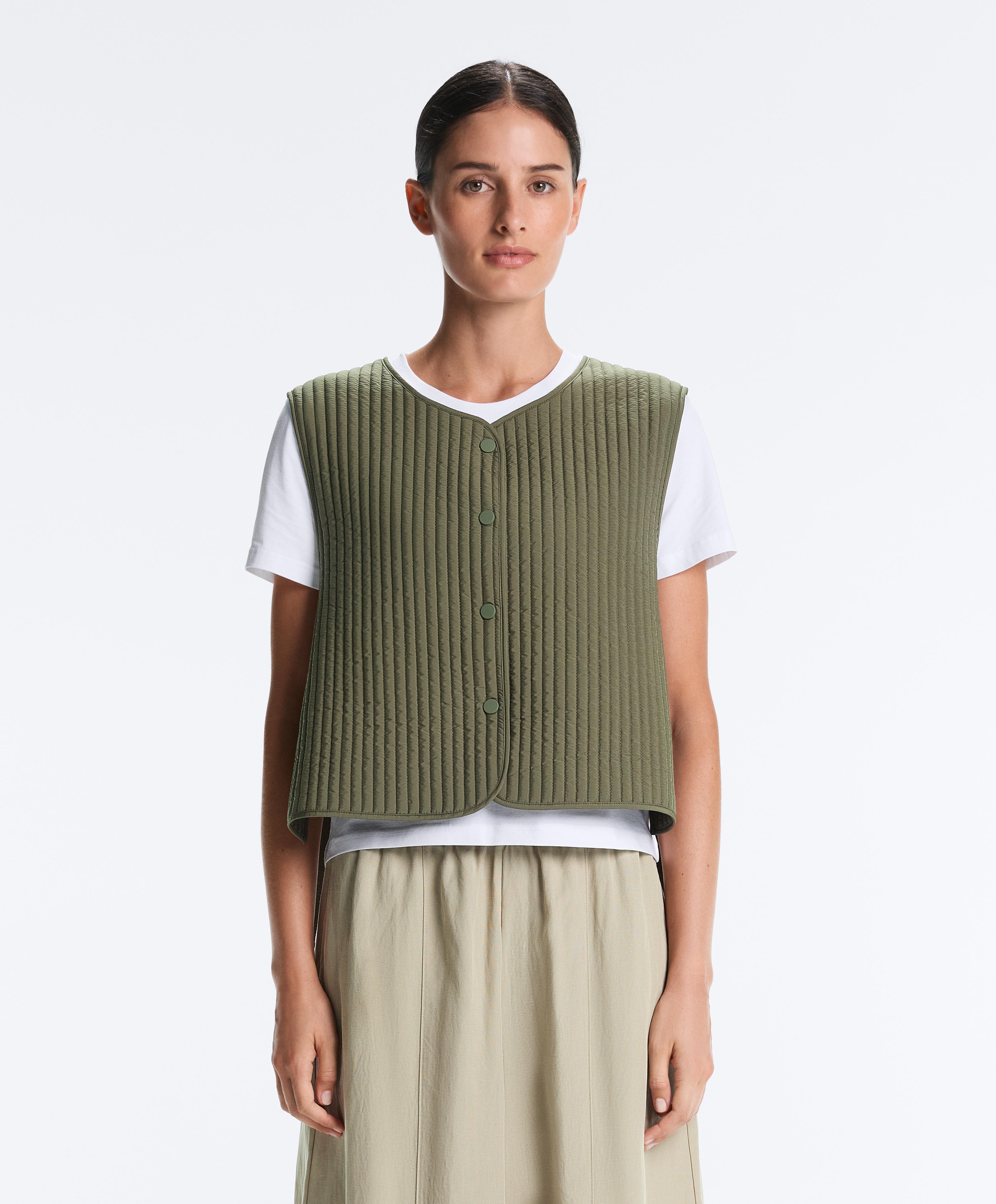 Thin padded nylon gilet — KHAKI