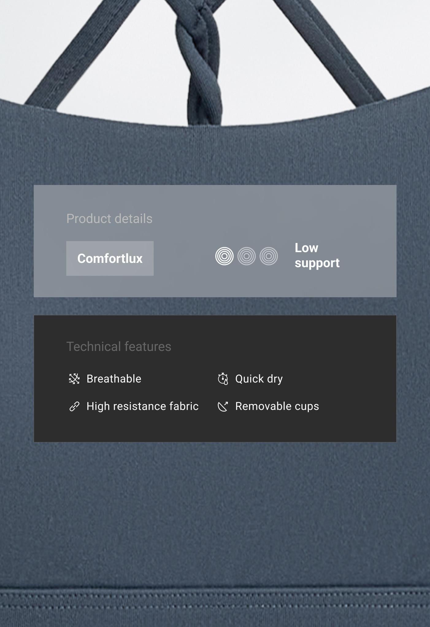 حمالة صدر رياضية Comfortlux بأشرطة متقاطعة خفيفة حمالة صدر رياضية Comfortlux بأشرطة متقاطعة خفيفة