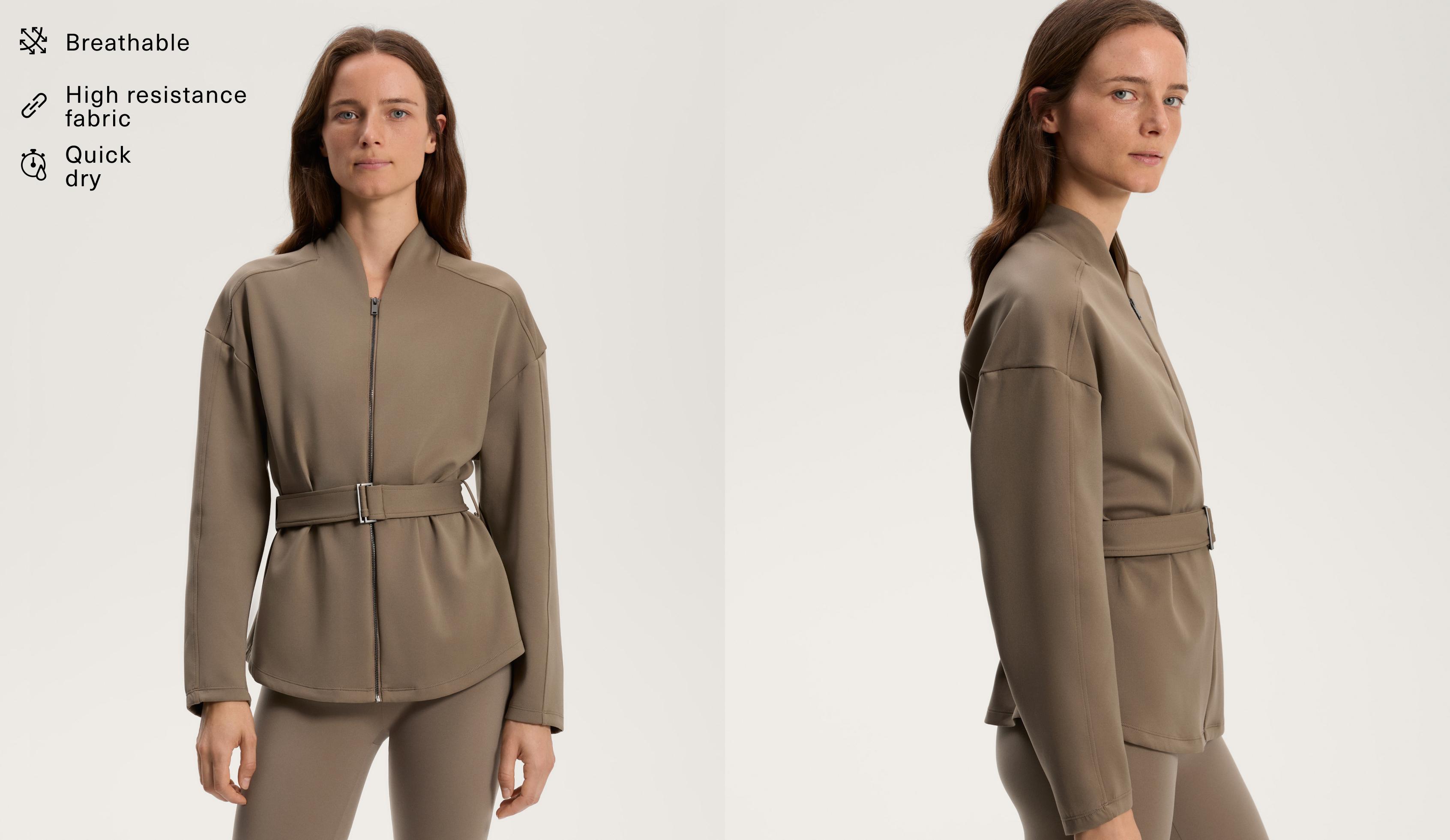 Neoprene-effect jacket with belt