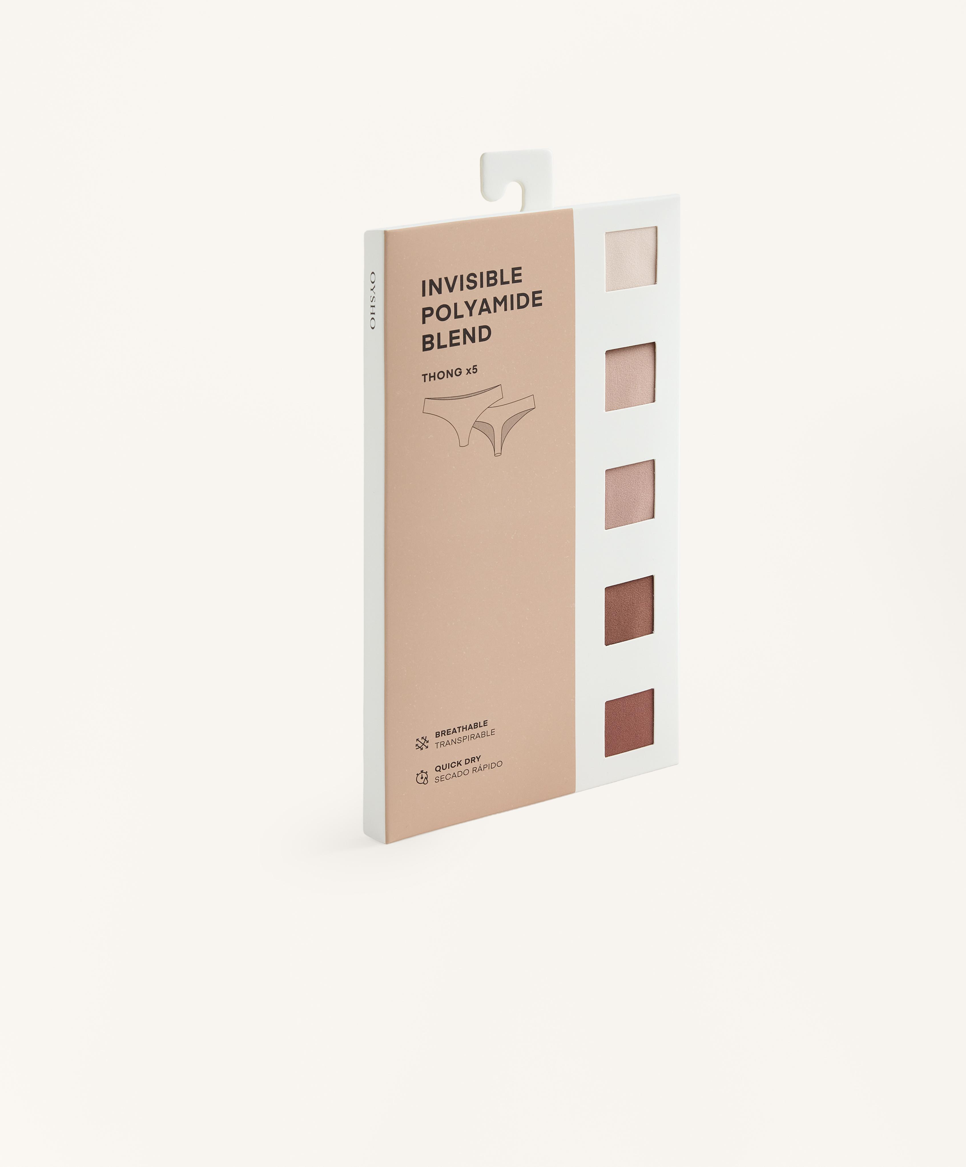 5 polyamide blend invisible thongs — BEIGE