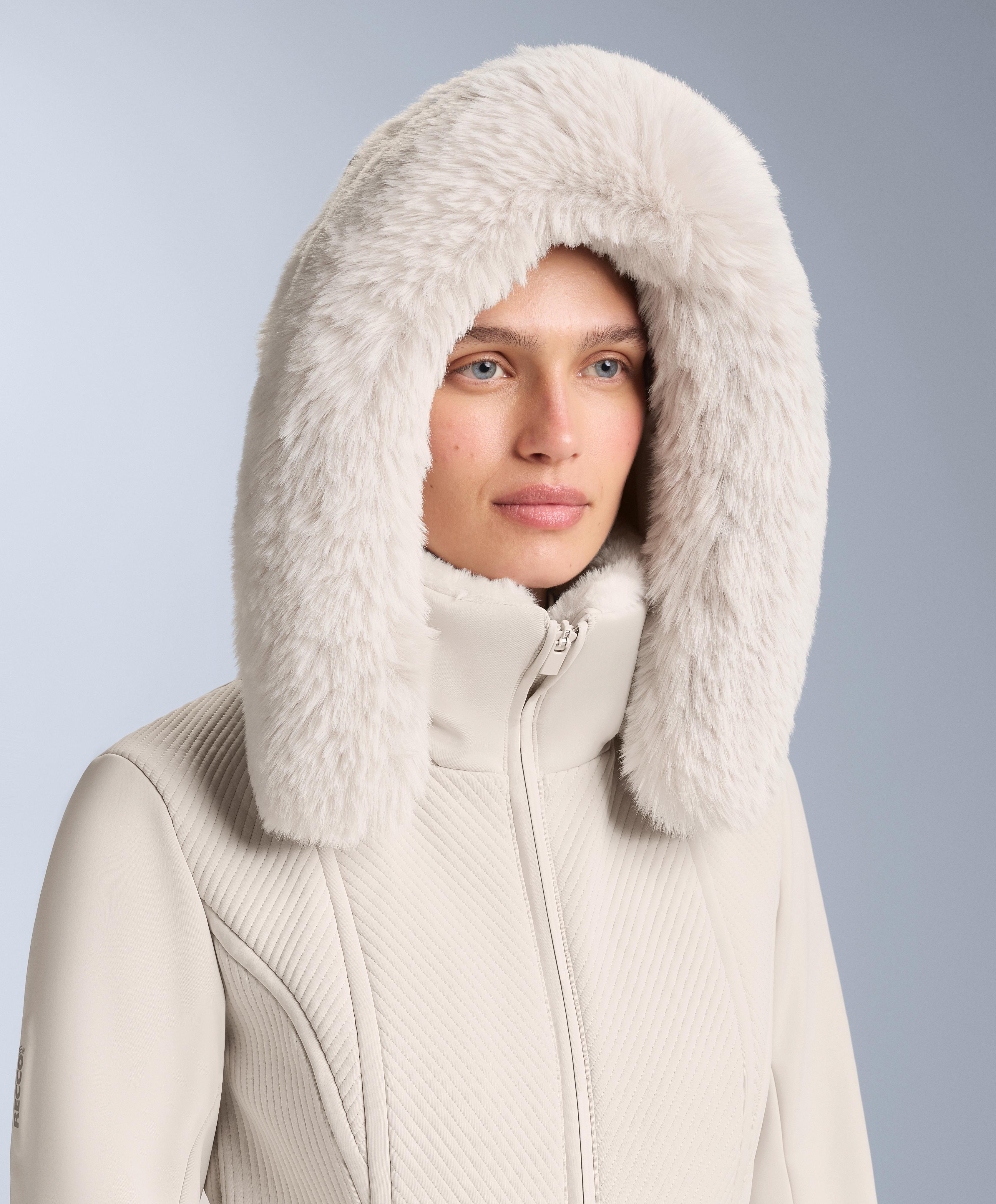 Water-resistant fitted stretch SKI jumpsuit — PALE MINK