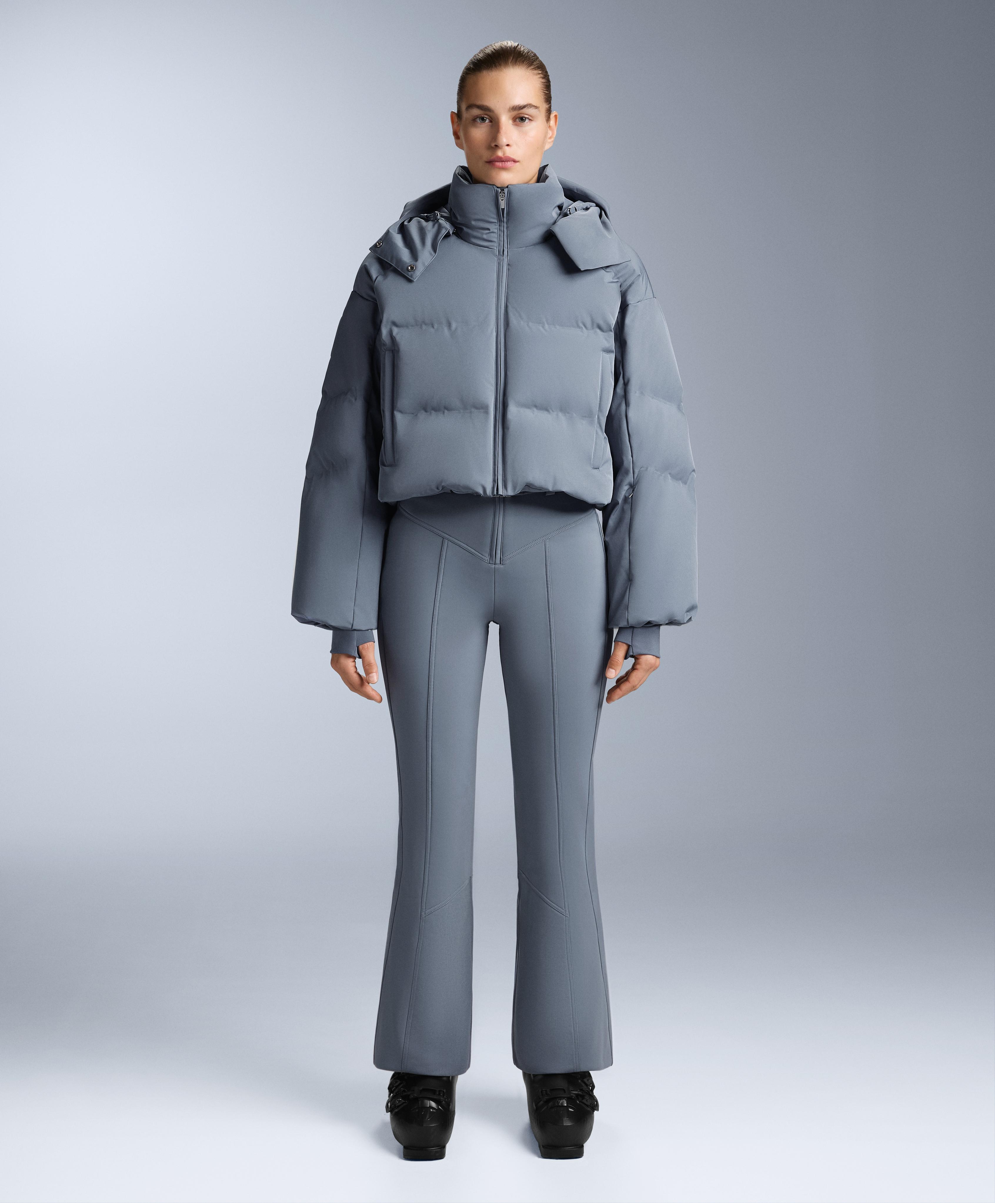Lightweight 80% down and 20% MINARDI PIUME SKI water-resistant short jacket — GREY-BLUE (alternate view)