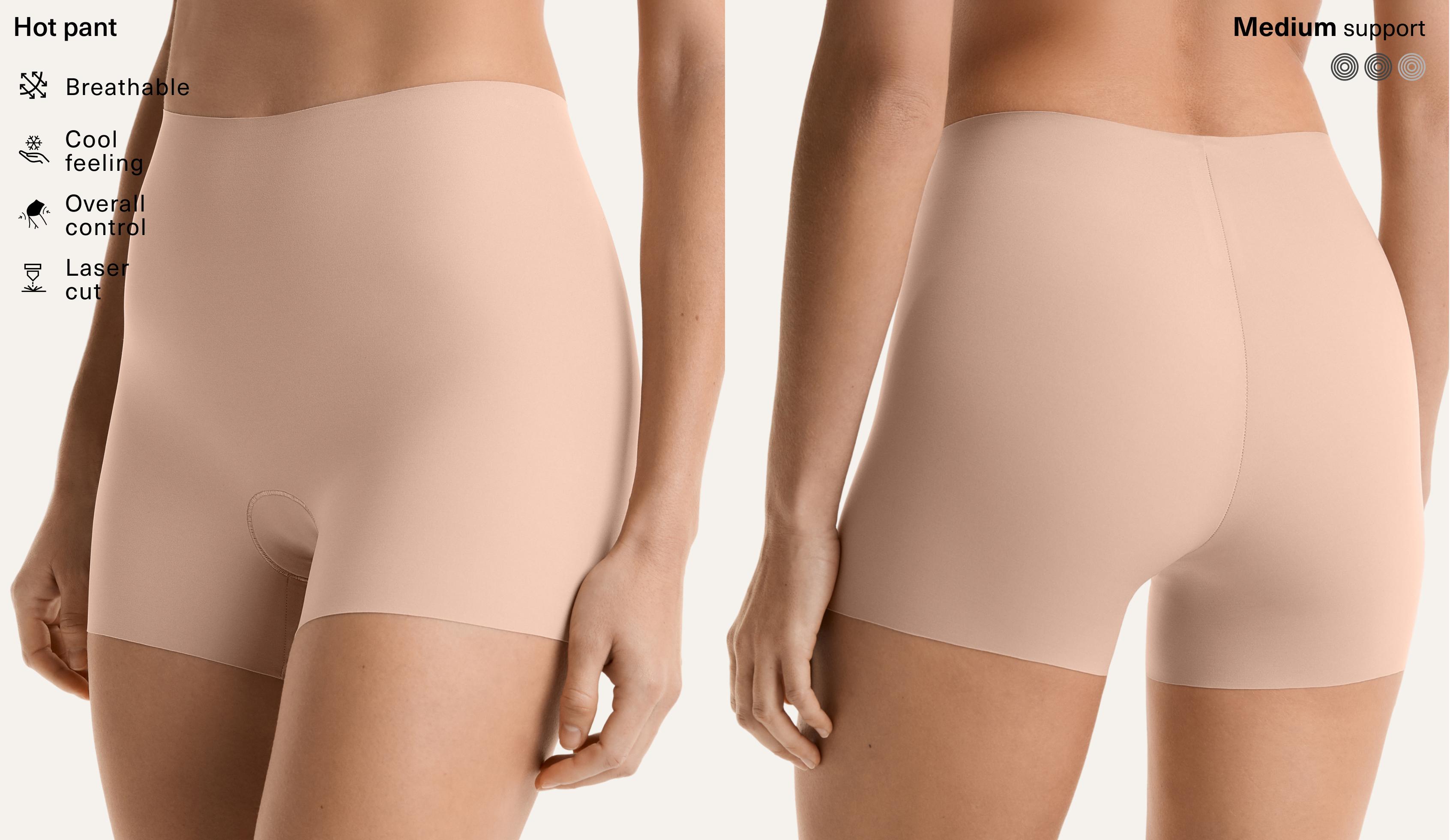 High-waisted invisible laser-cut hot pants — BEIGE
