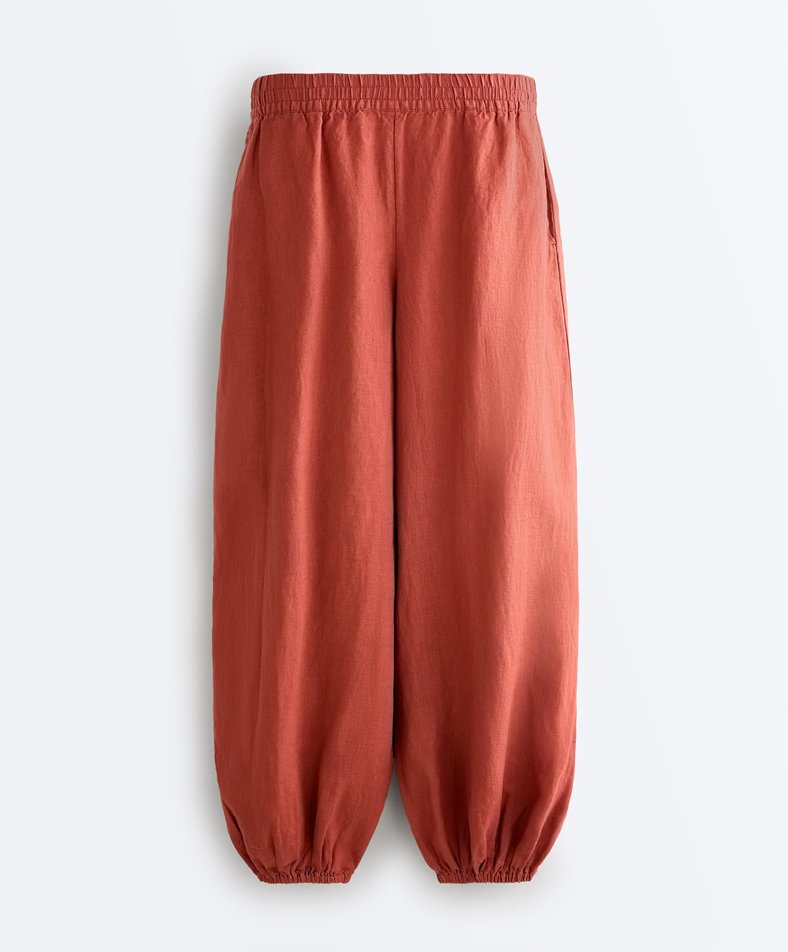 100% linen bloomer trousers — TEA RED