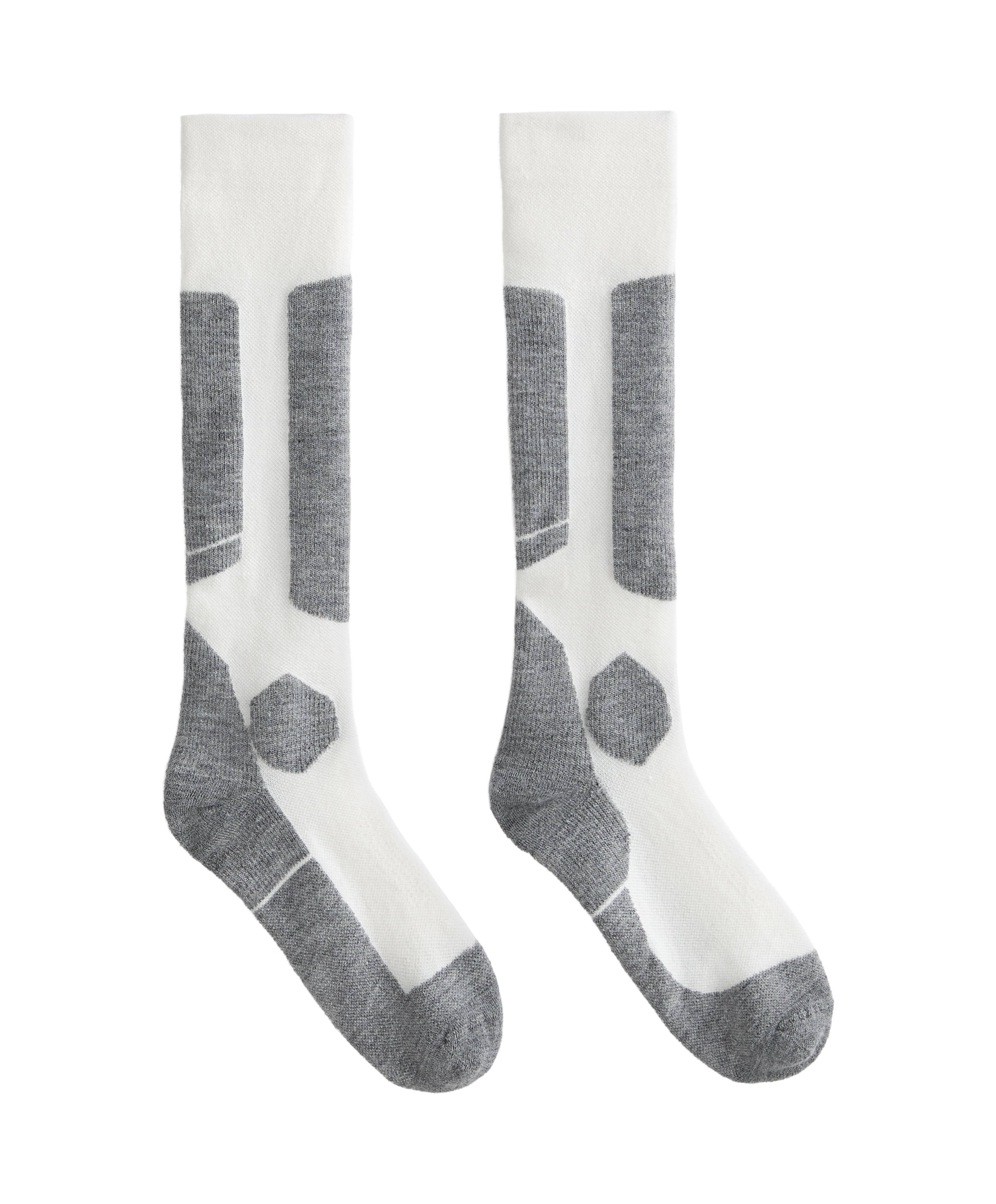 WOOLMARK® wool blend long ski socks — PALE ECRU