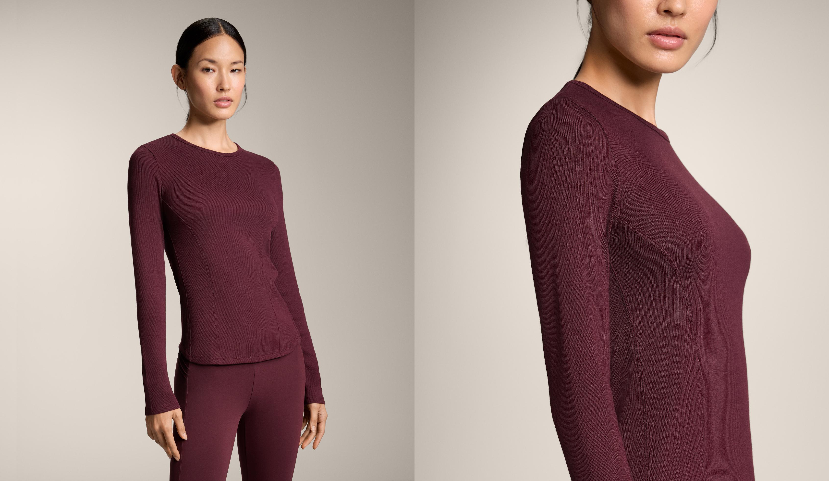 T-shirt rib à manches longues en coton et modal T-shirt rib à manches longues en coton et modal