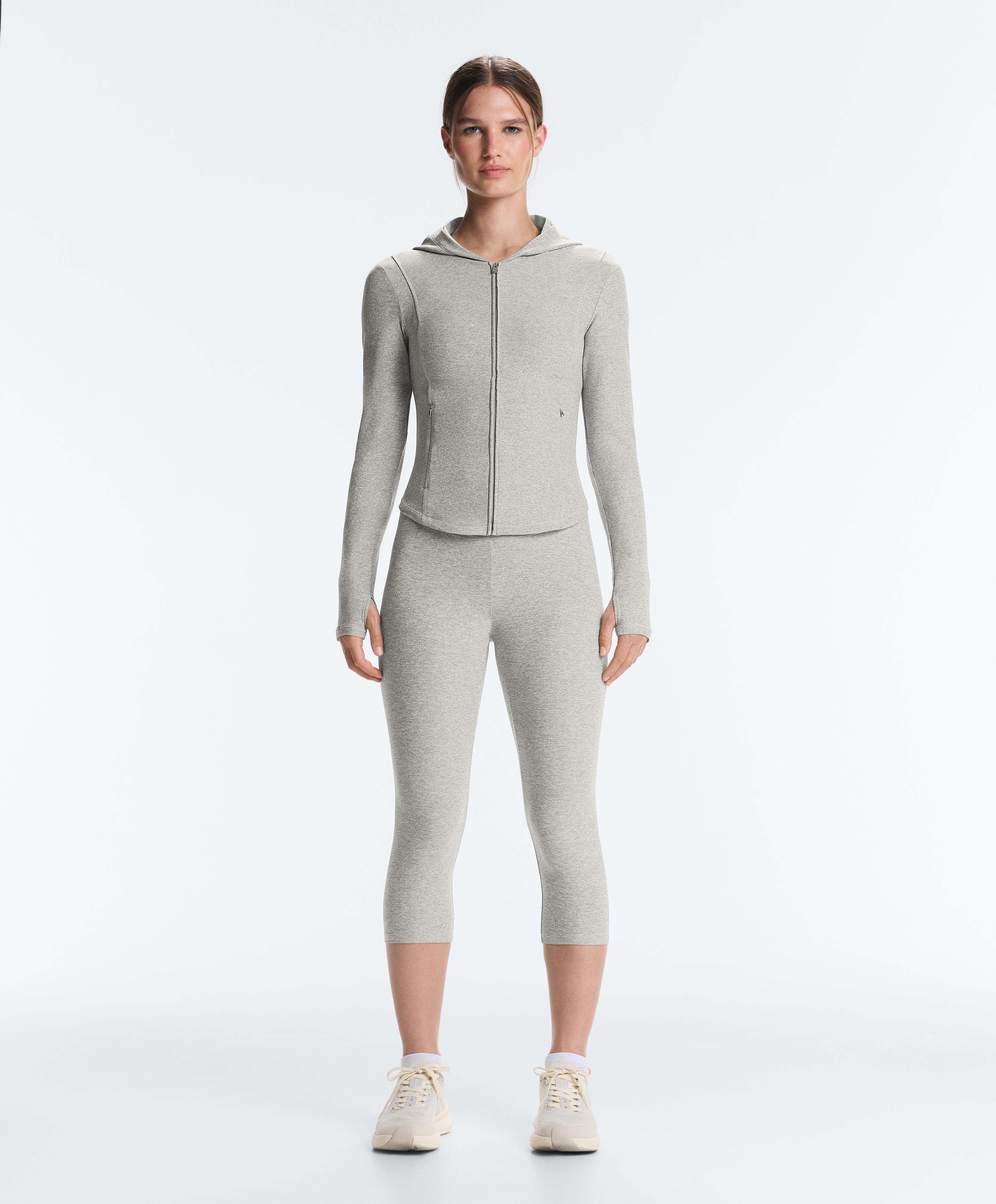 Technical marl hooded jacket — GREY MELANGE
