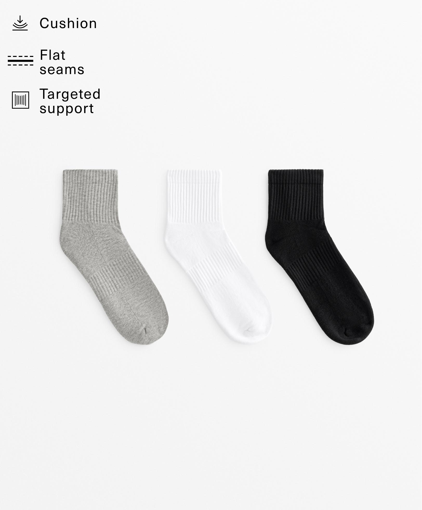 3 paires de chaussettes quarter en mélange de coton