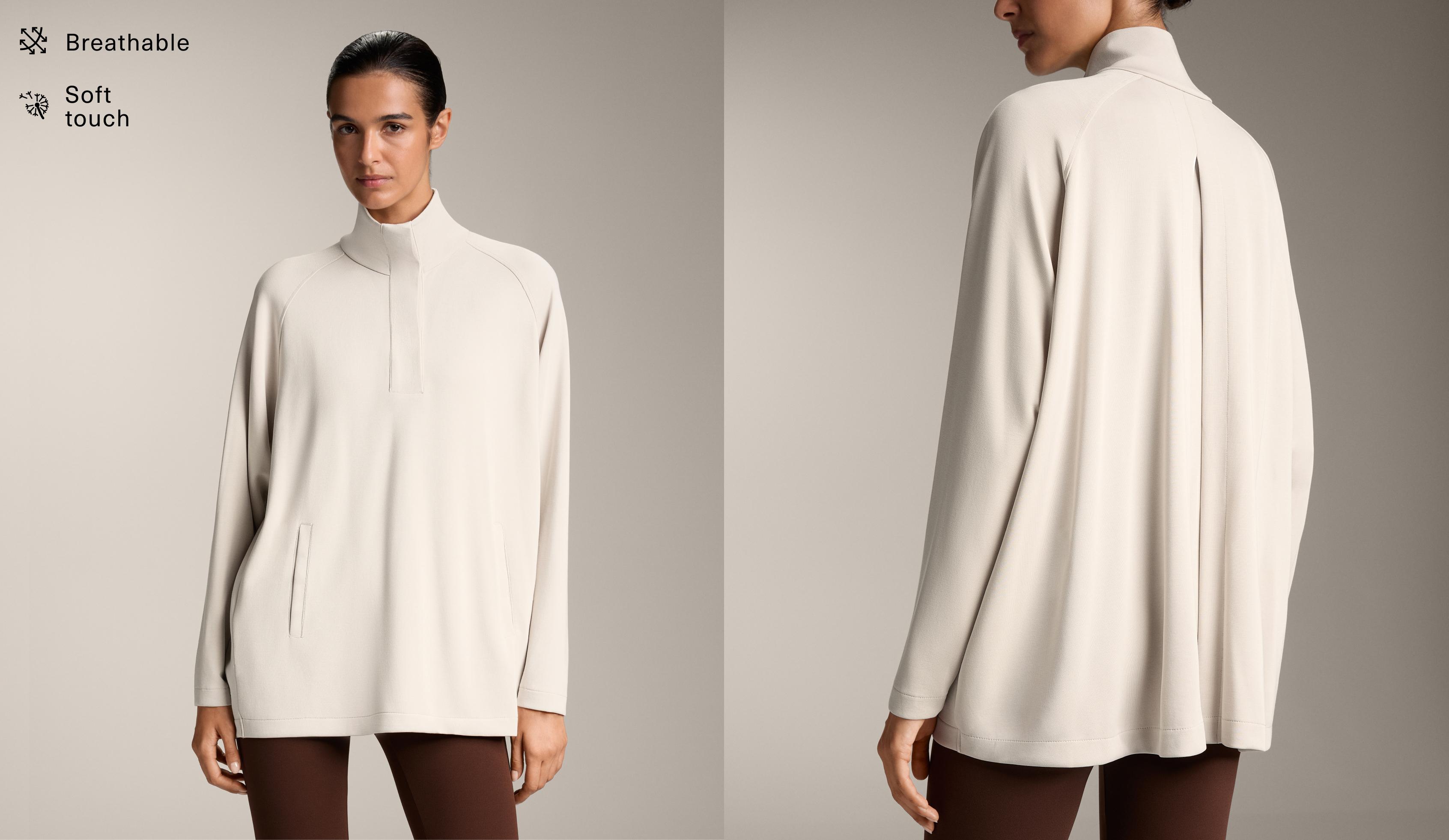 سويت شيرت طويل بكسرات خلفية وملمس ناعم من المودال - تخفيضات