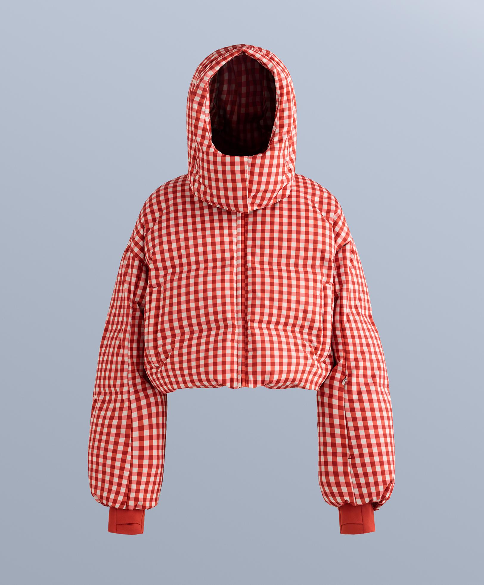 Lightweight 80% down and 20% MINARDI PIUME SKI water-resistant short jacket — BRIGHT BURNT ORANGE
