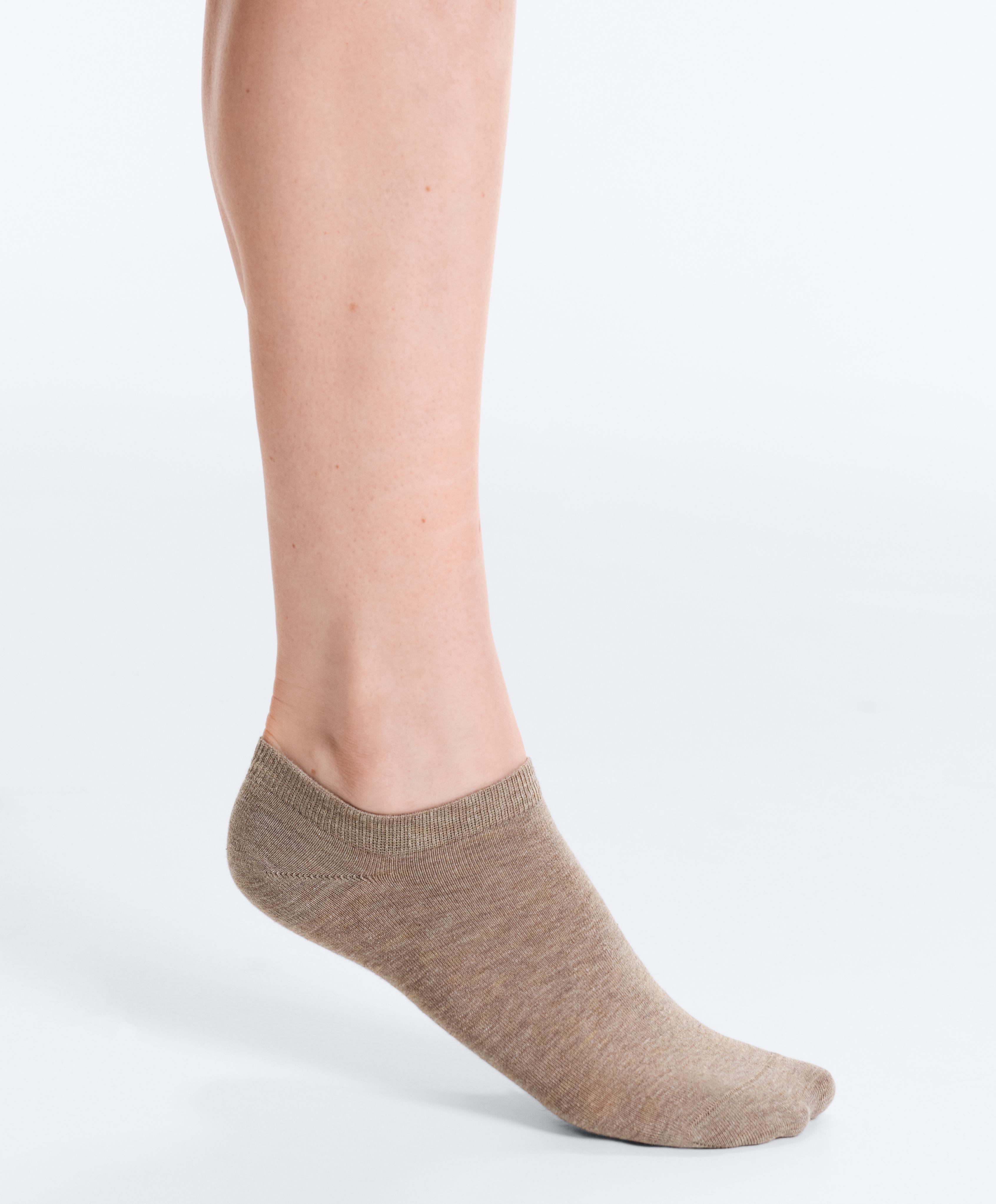 5 pairs of cotton-blend sneaker socks — SAND MELANGE