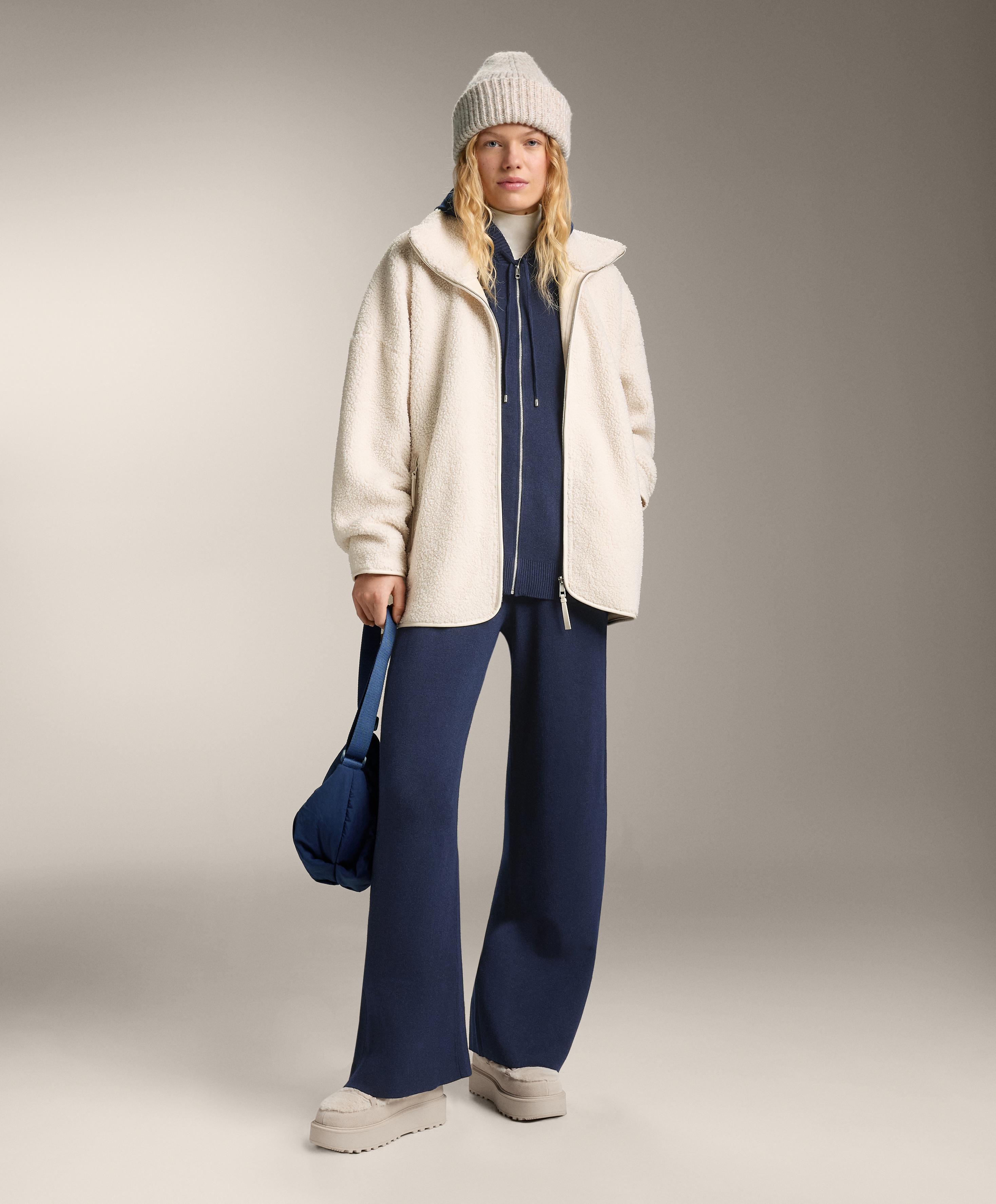 Long knit cardigan with hood