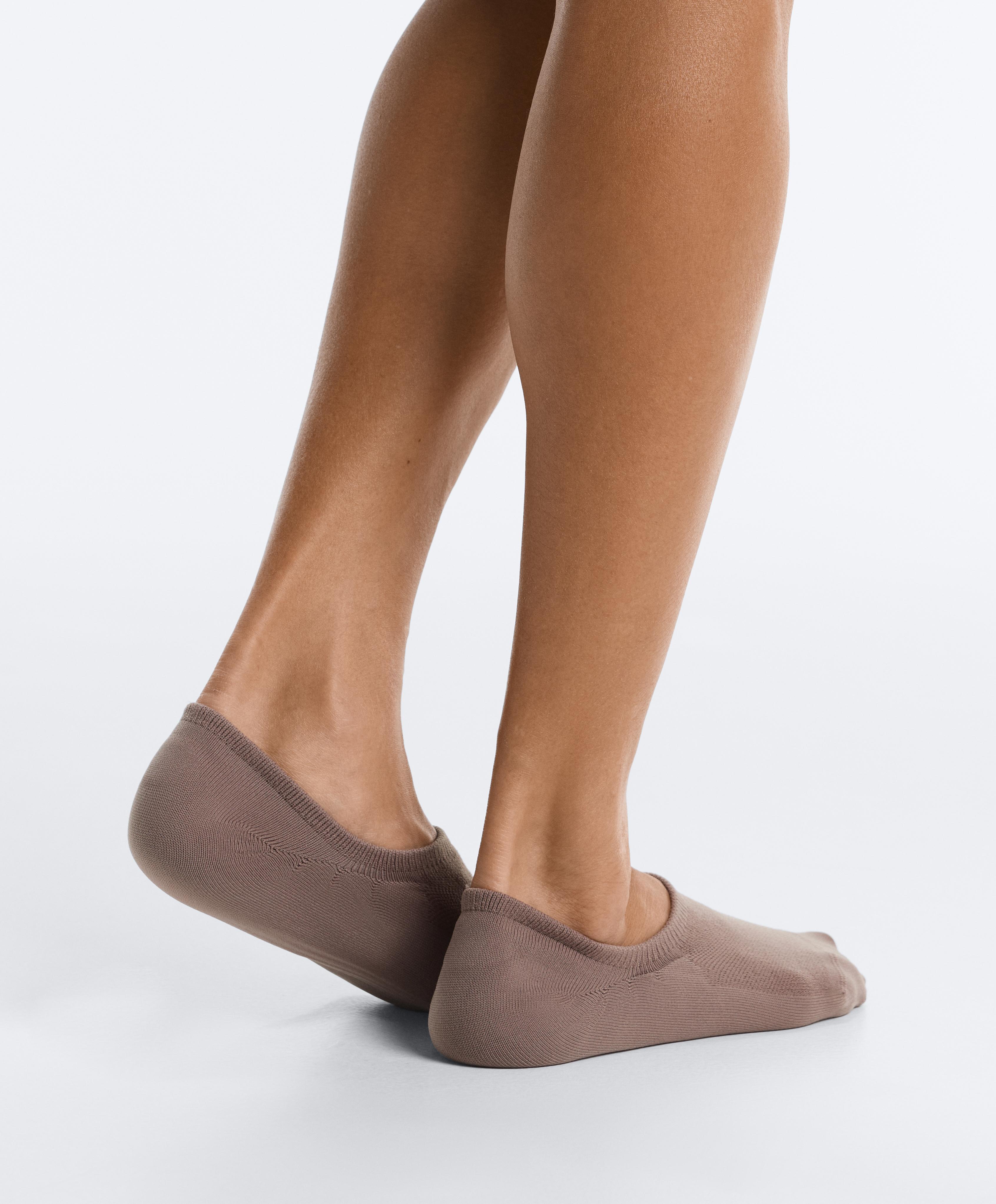 3 pairs of high-cut invisible polyamide blend sports socks — BROWN