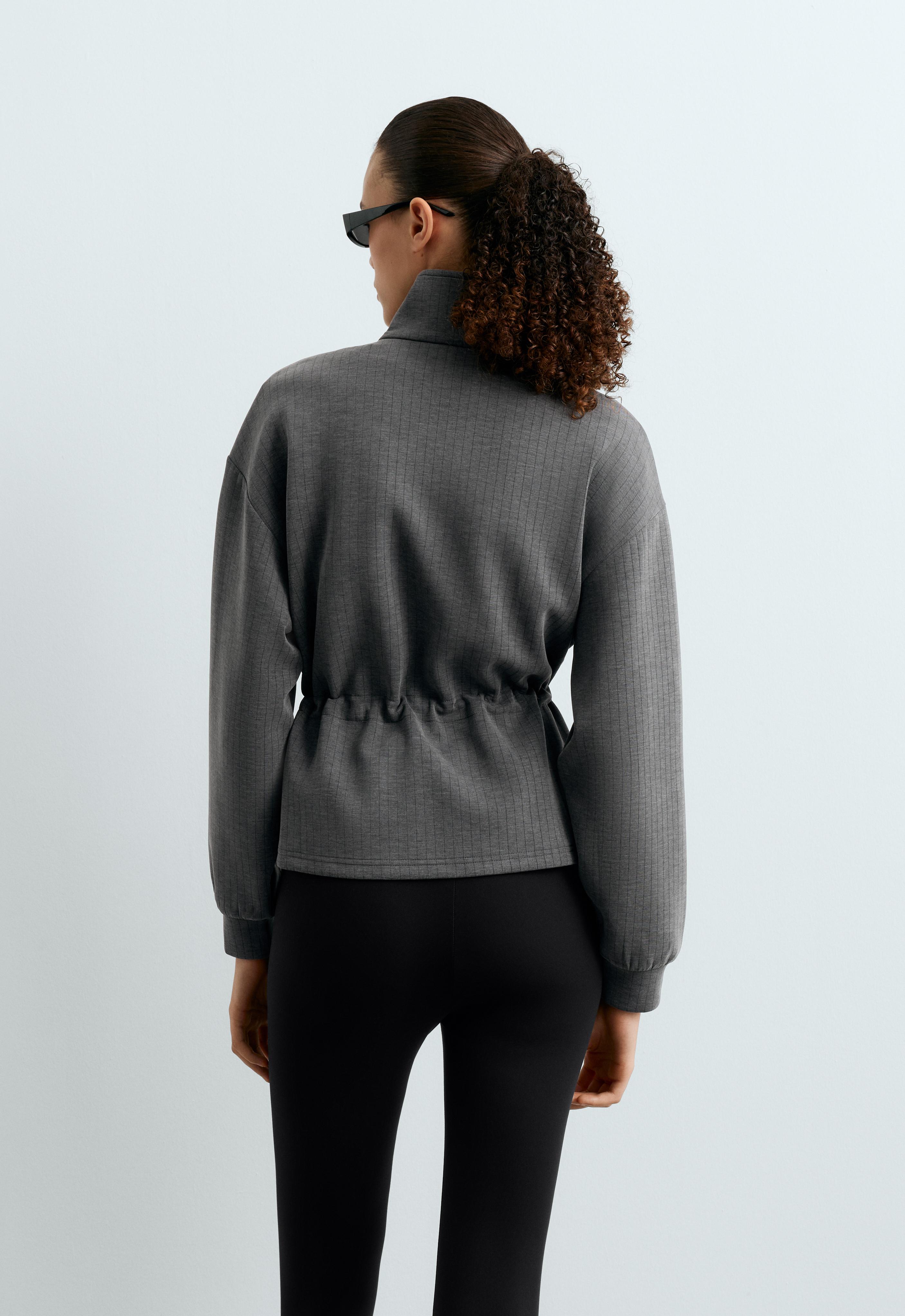 Short jacket with waist adjustment and modal — ASPHALT GREY