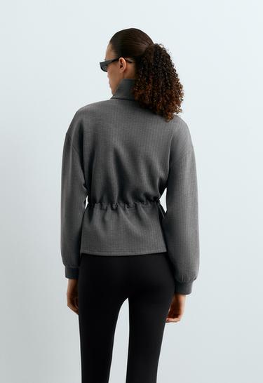 Short jacket with modal pinstripe print — ASPHALT GREY 6