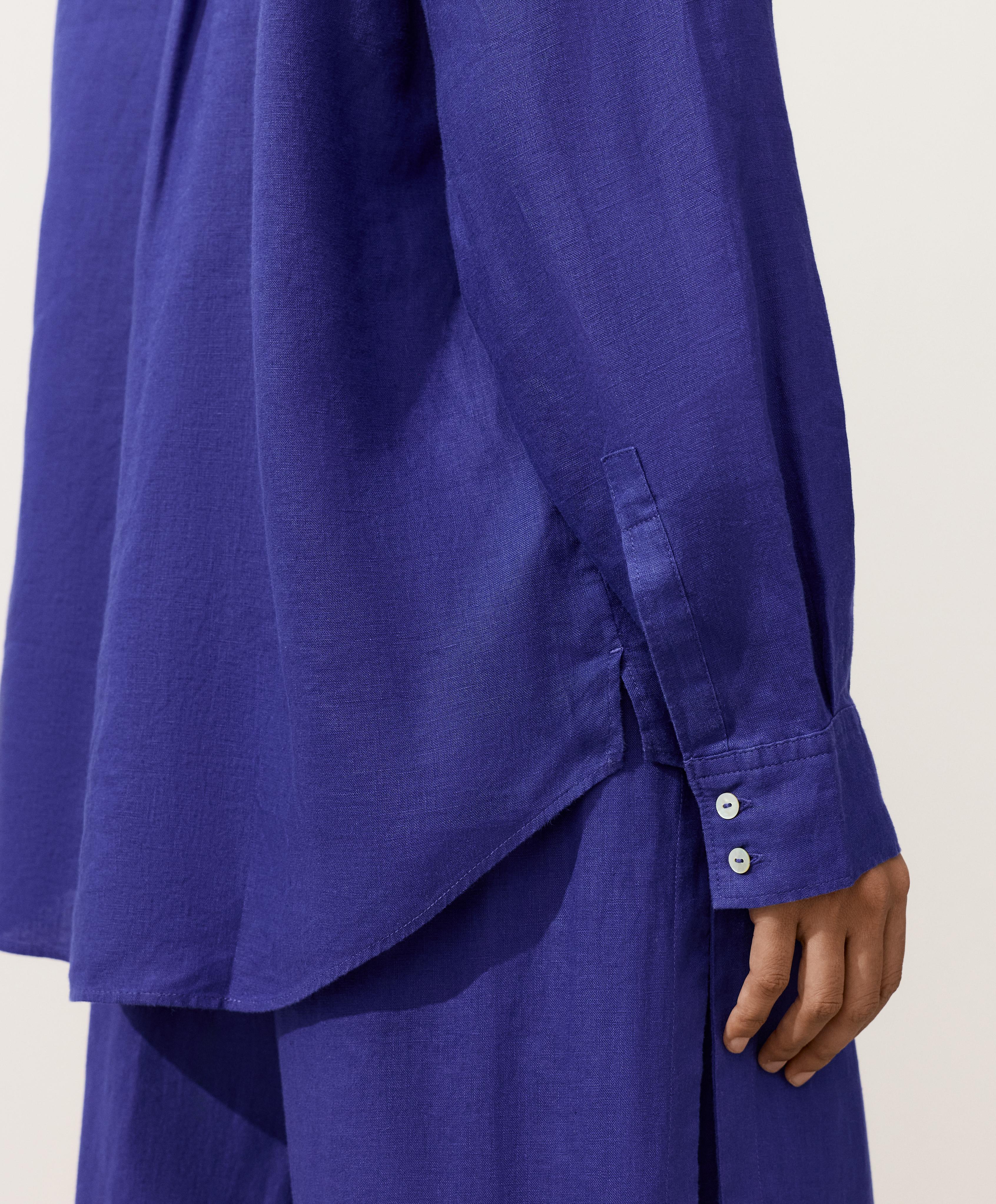 100% linen relaxed shirt — COBALT