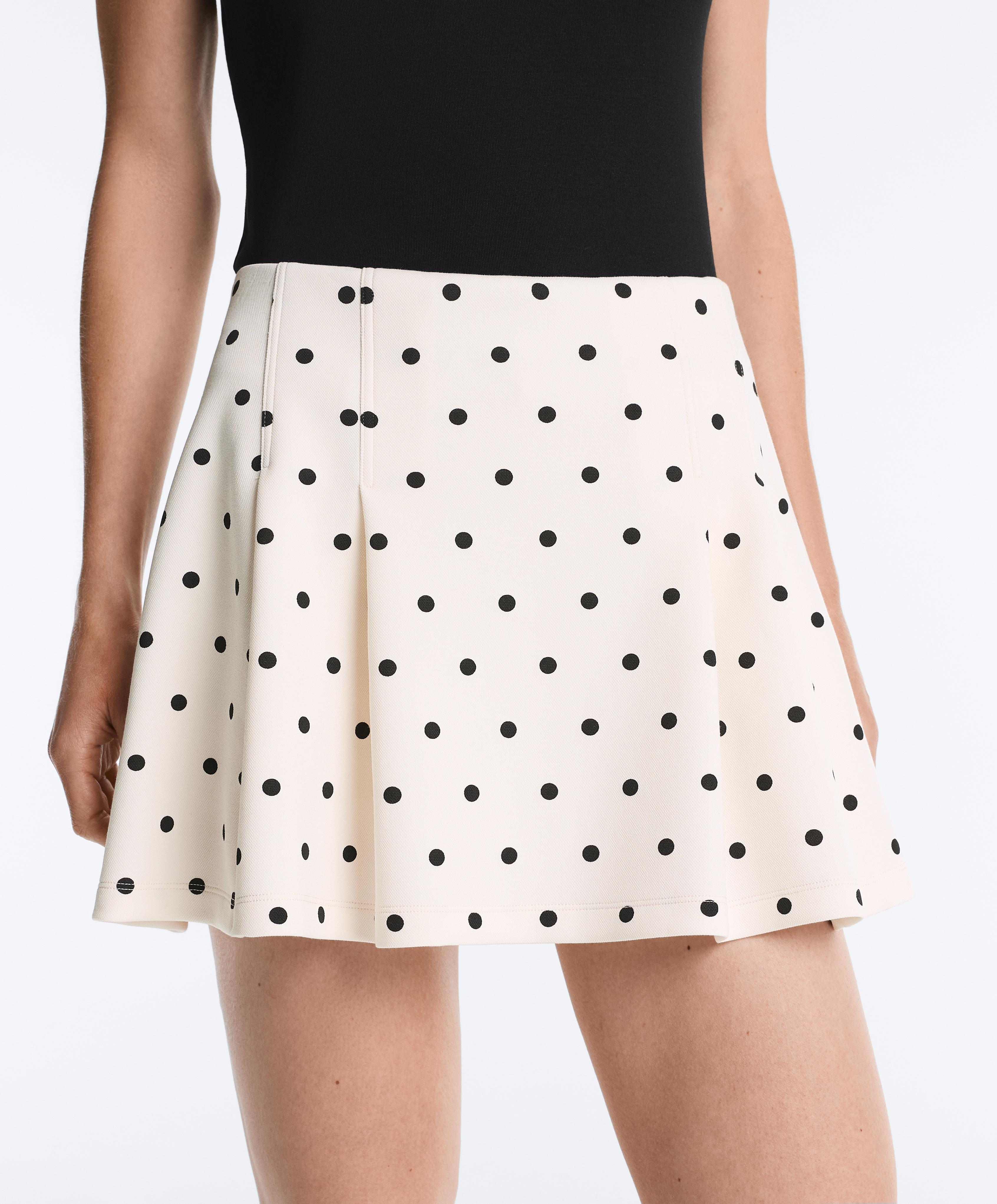 Short piqué skirt with cotton polka dots — PALE ECRU