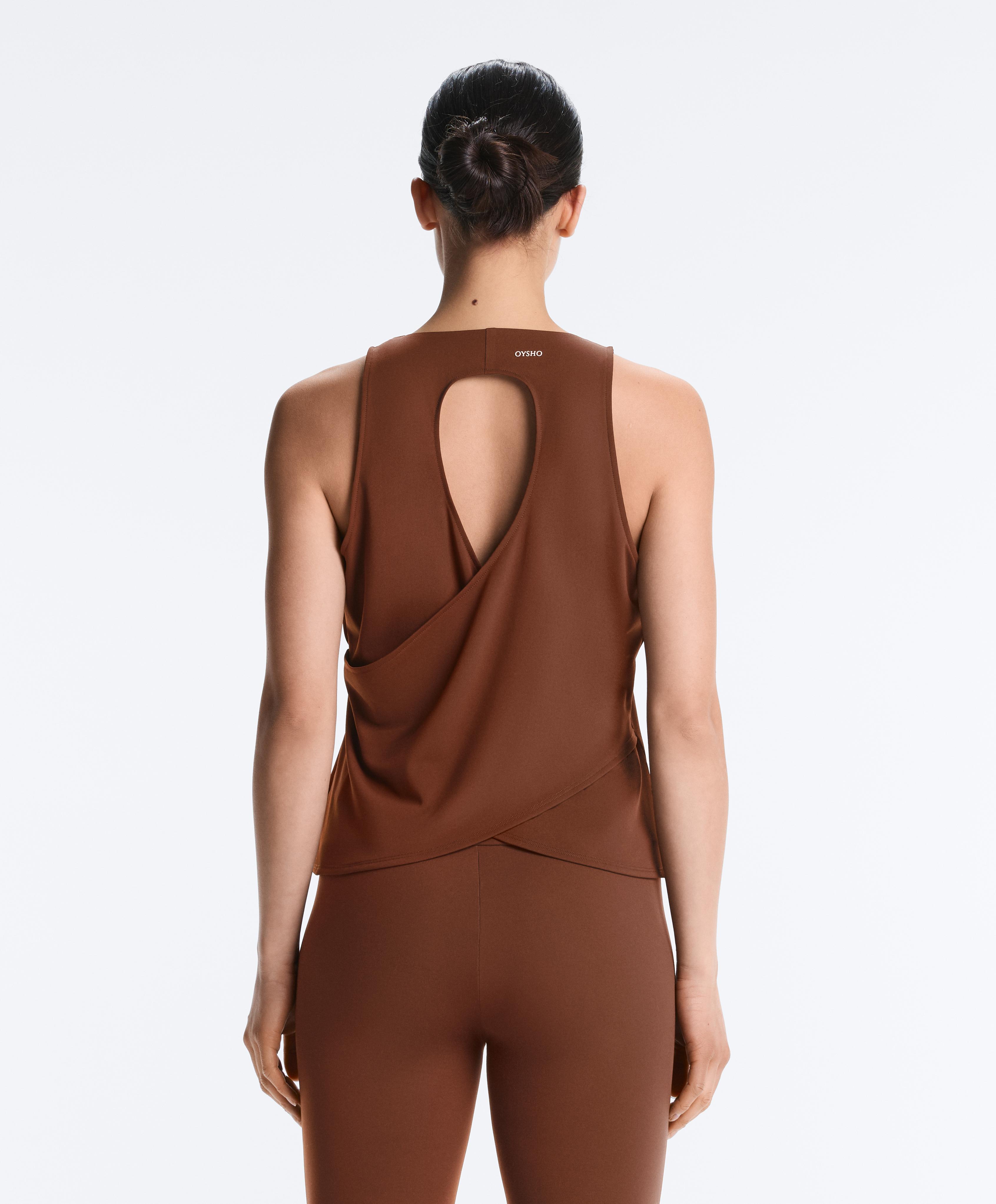 Comfortlux cross-back T-shirt — COFFEE