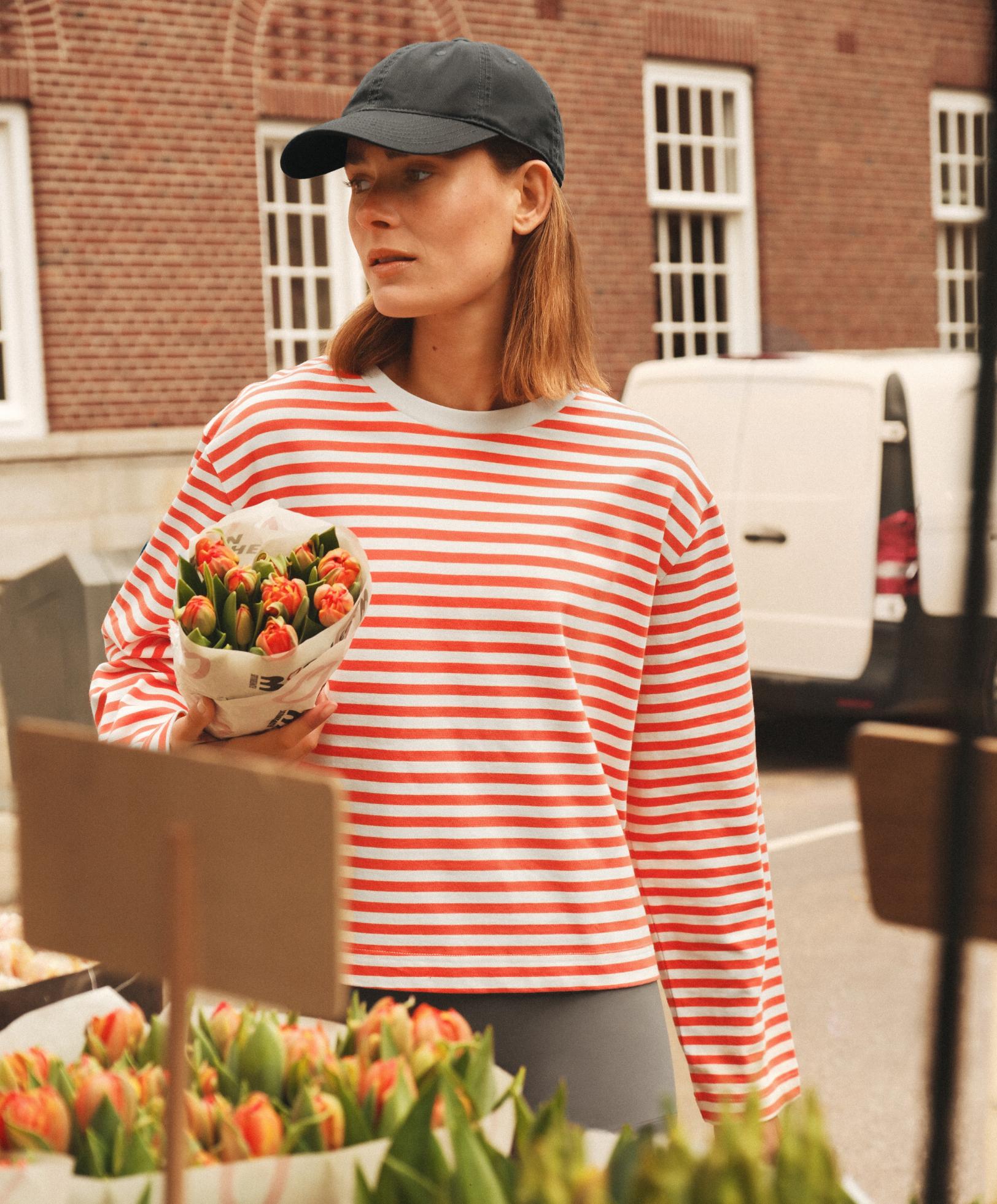 Boxy çizgili uzun kollu t-shirt Boxy çizgili uzun kollu t-shirt