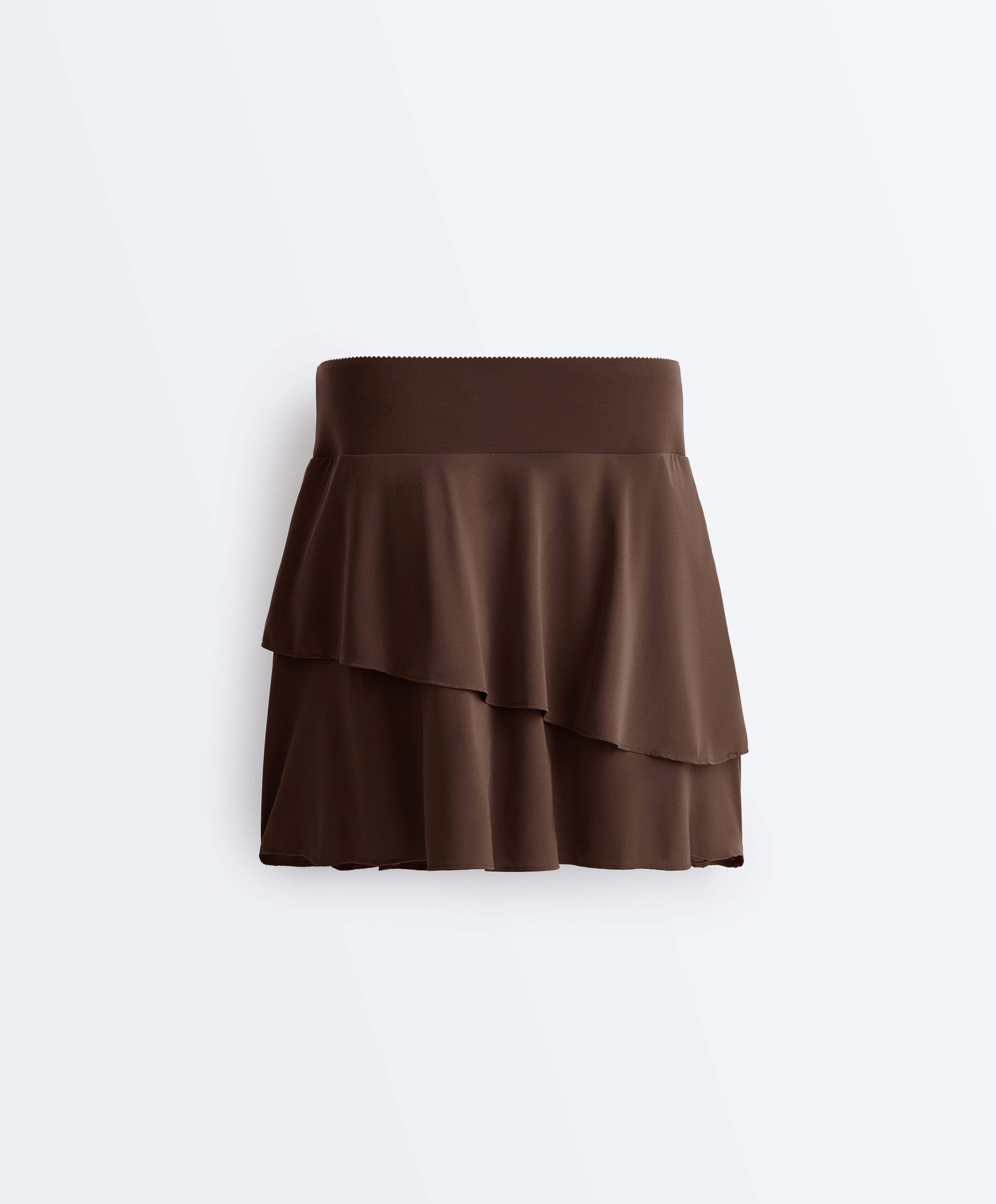 High-rise Compressive frill short skirt — BROWN