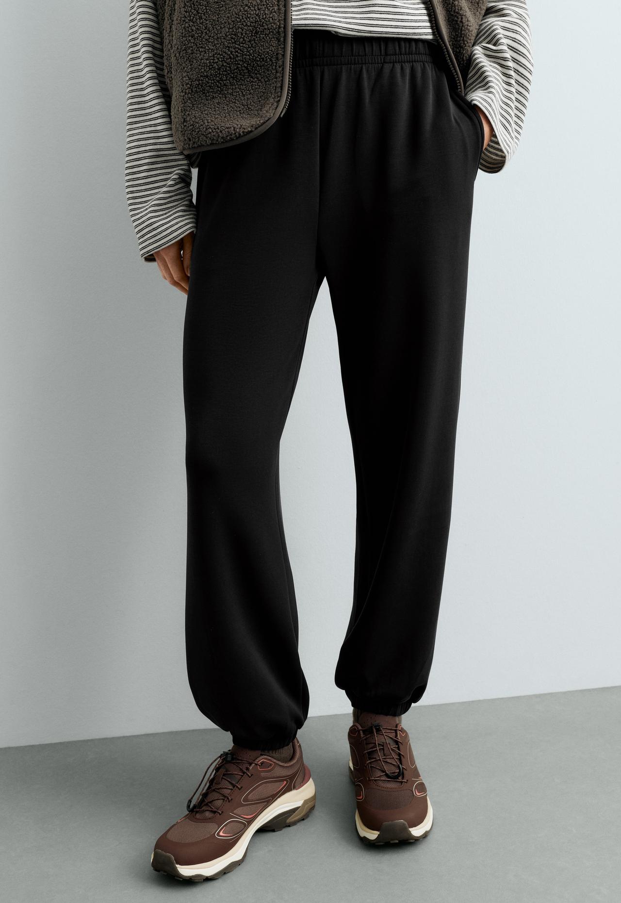 Soft-touch modal joggers — BLACK