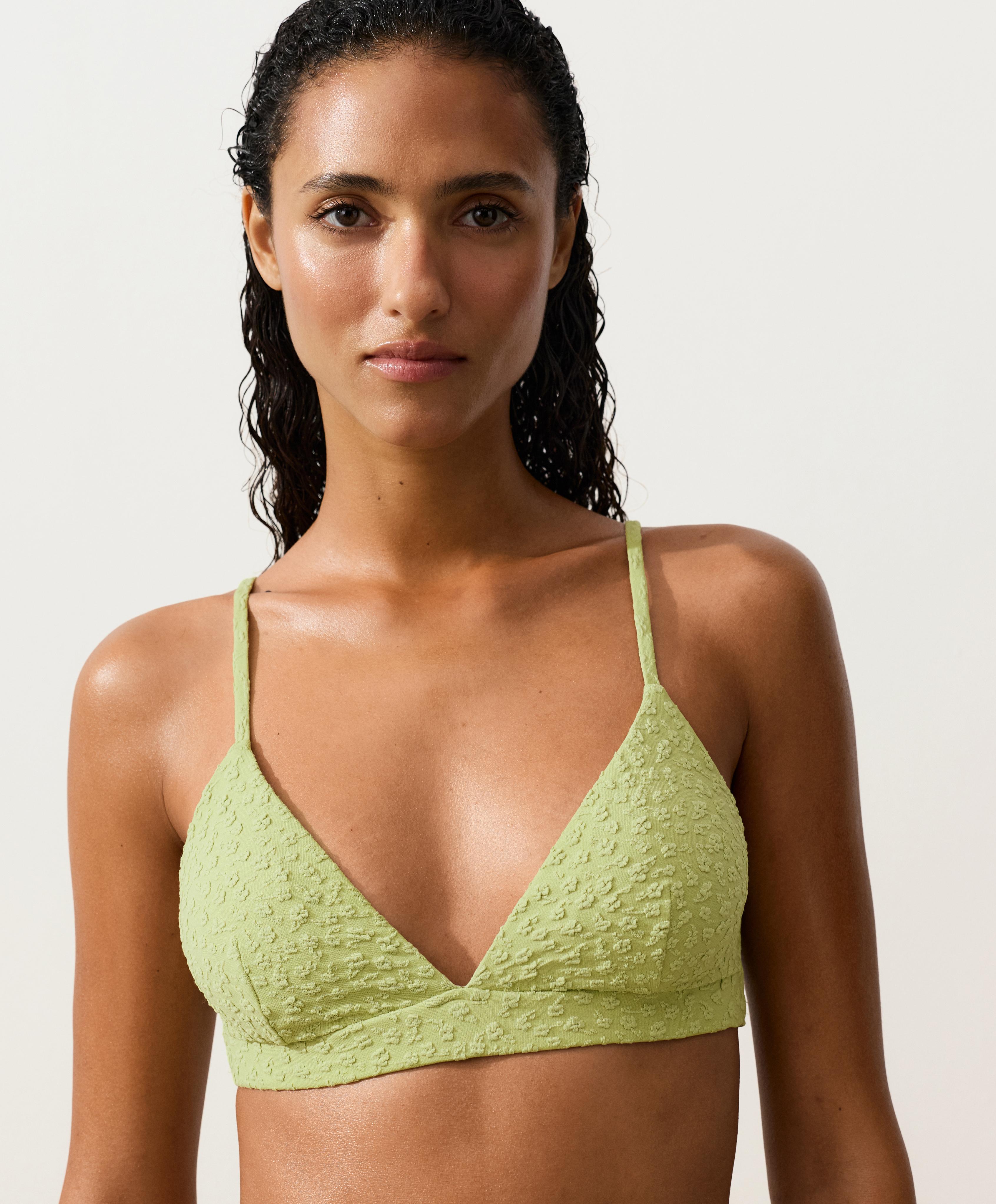 Triangel-Bikinioberteil mit Blumen-Jacquard Triangel-Bikinioberteil mit Blumen-Jacquard