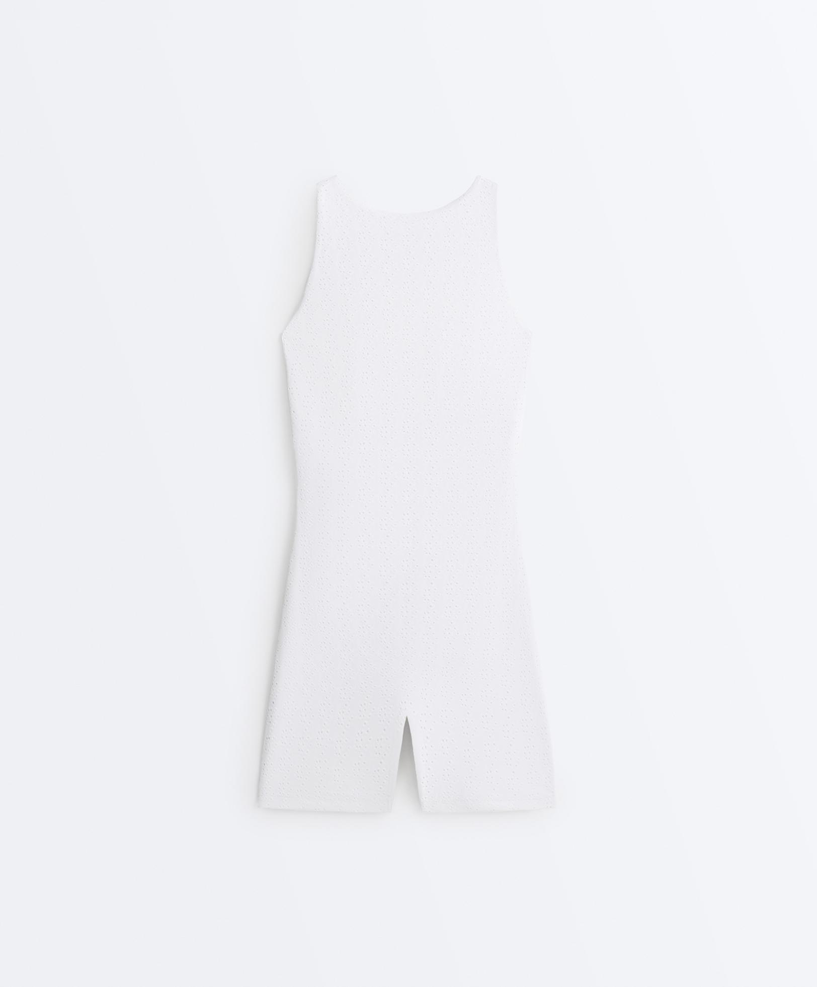 Embroidered Comfortlux short jumpsuit — WHITE
