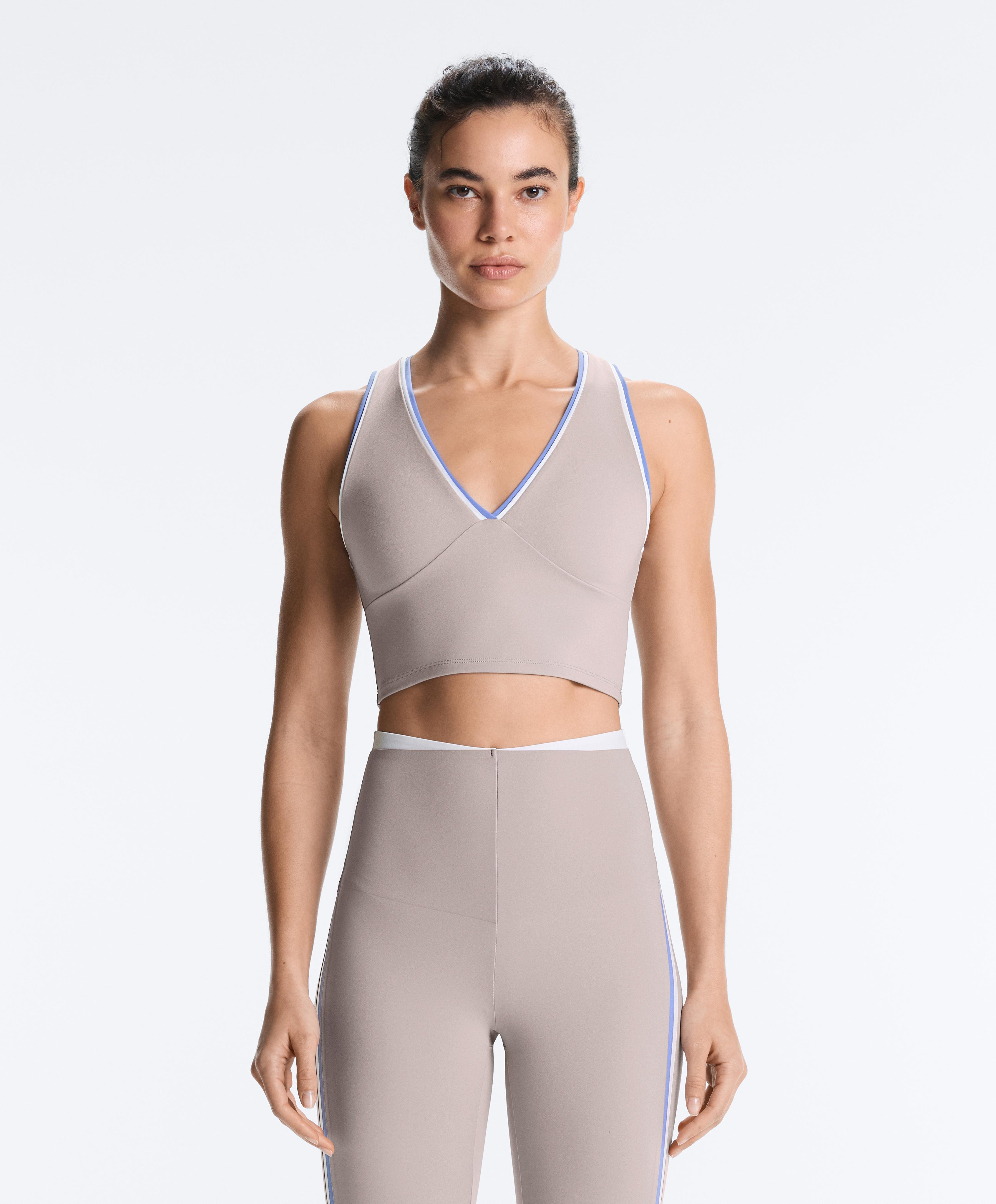 Contrast Compressive Tank Top — PINK-MINK