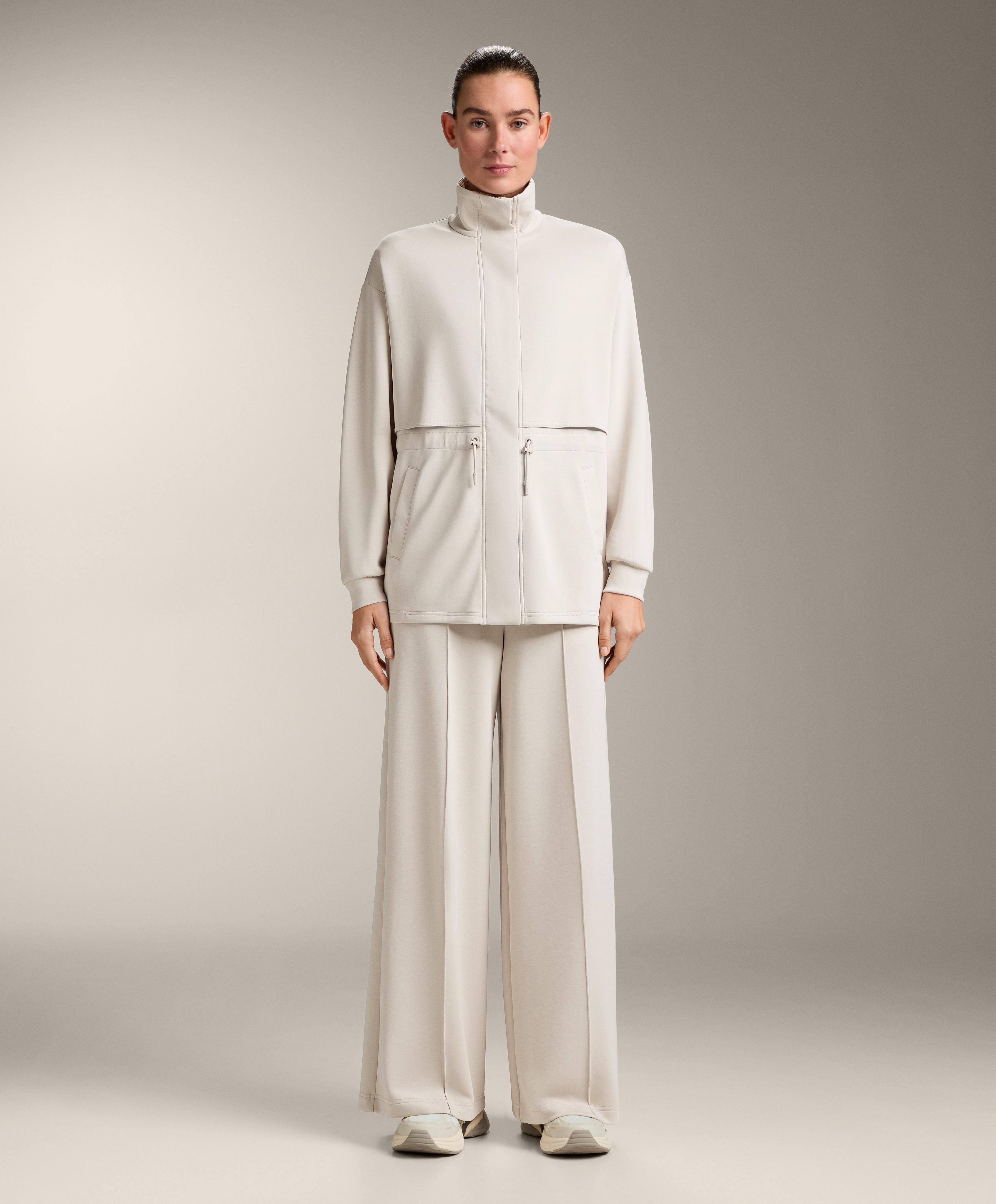 Long soft-touch jacket with modal and pockets — PALE MINK