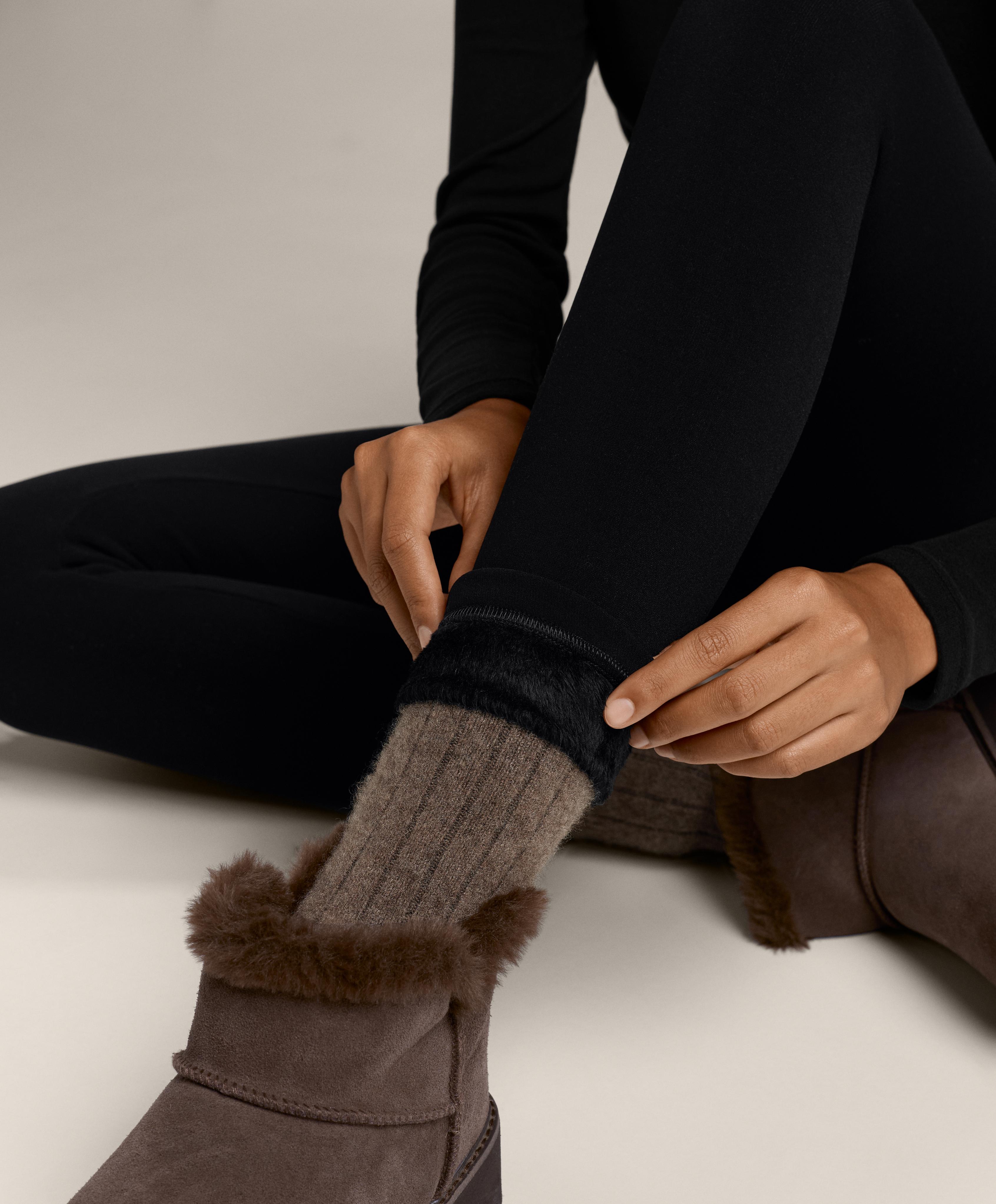 Ankle-length high-rise super-extra-warm seamless 70cm leggings — BLACK