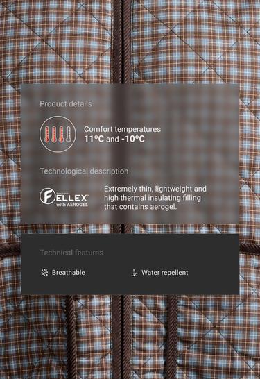 FELLEX® AEROGEL checked midi padded jacket — DARK INDIGO 2