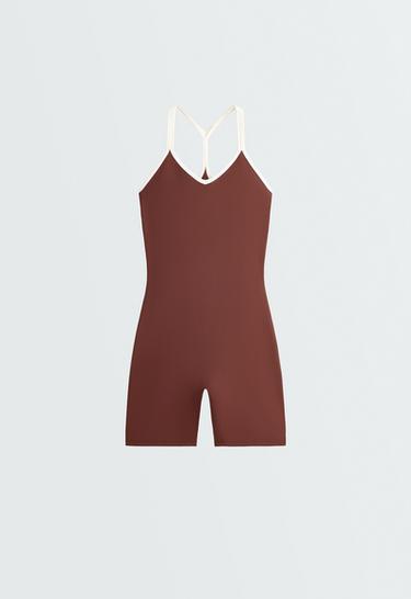 Comfortlux short jumpsuit with contrast double straps — TERRACOTTA 6