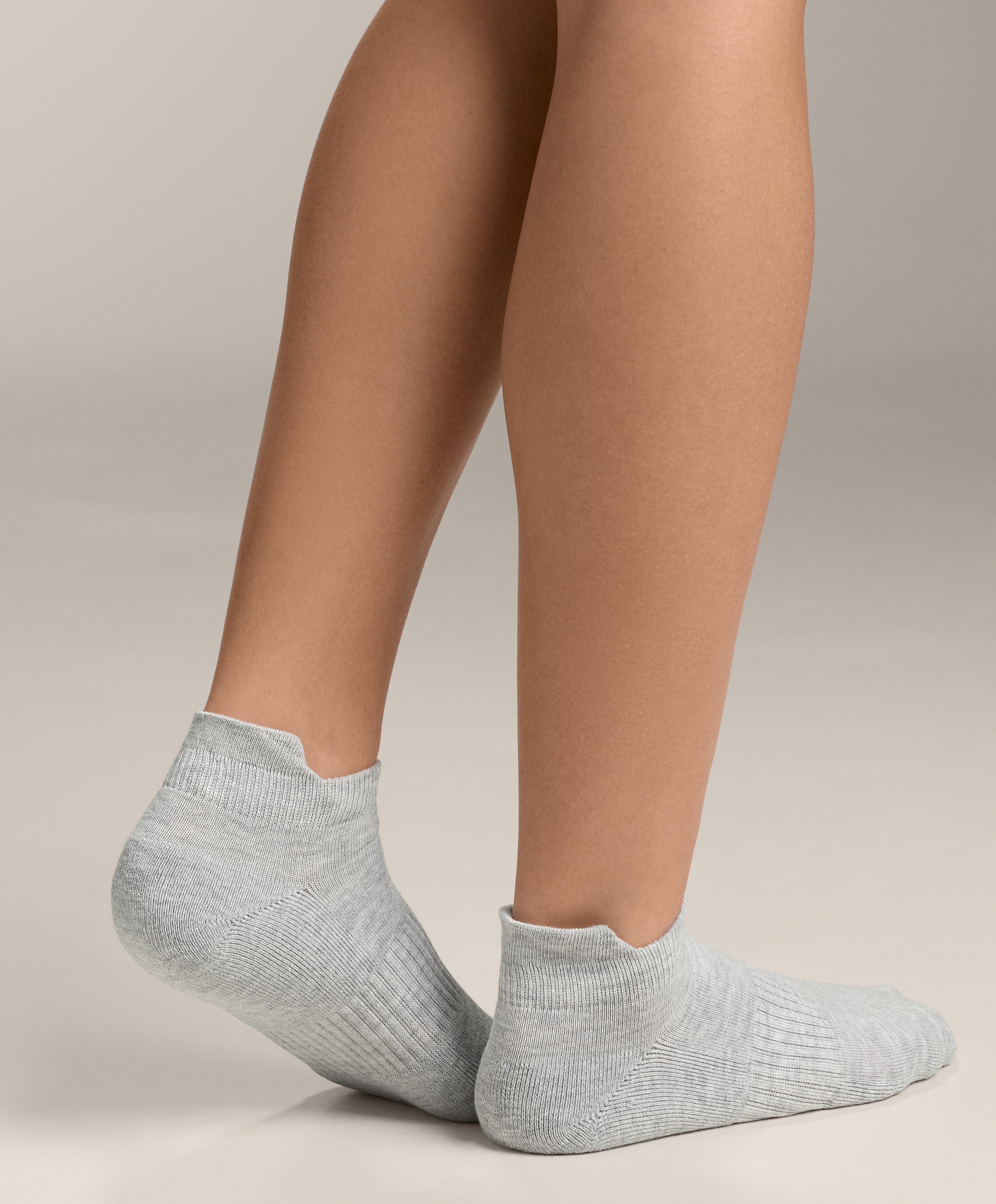 3 pairs of tab cotton blend sports sneaker socks — PALE GREY MELANGE