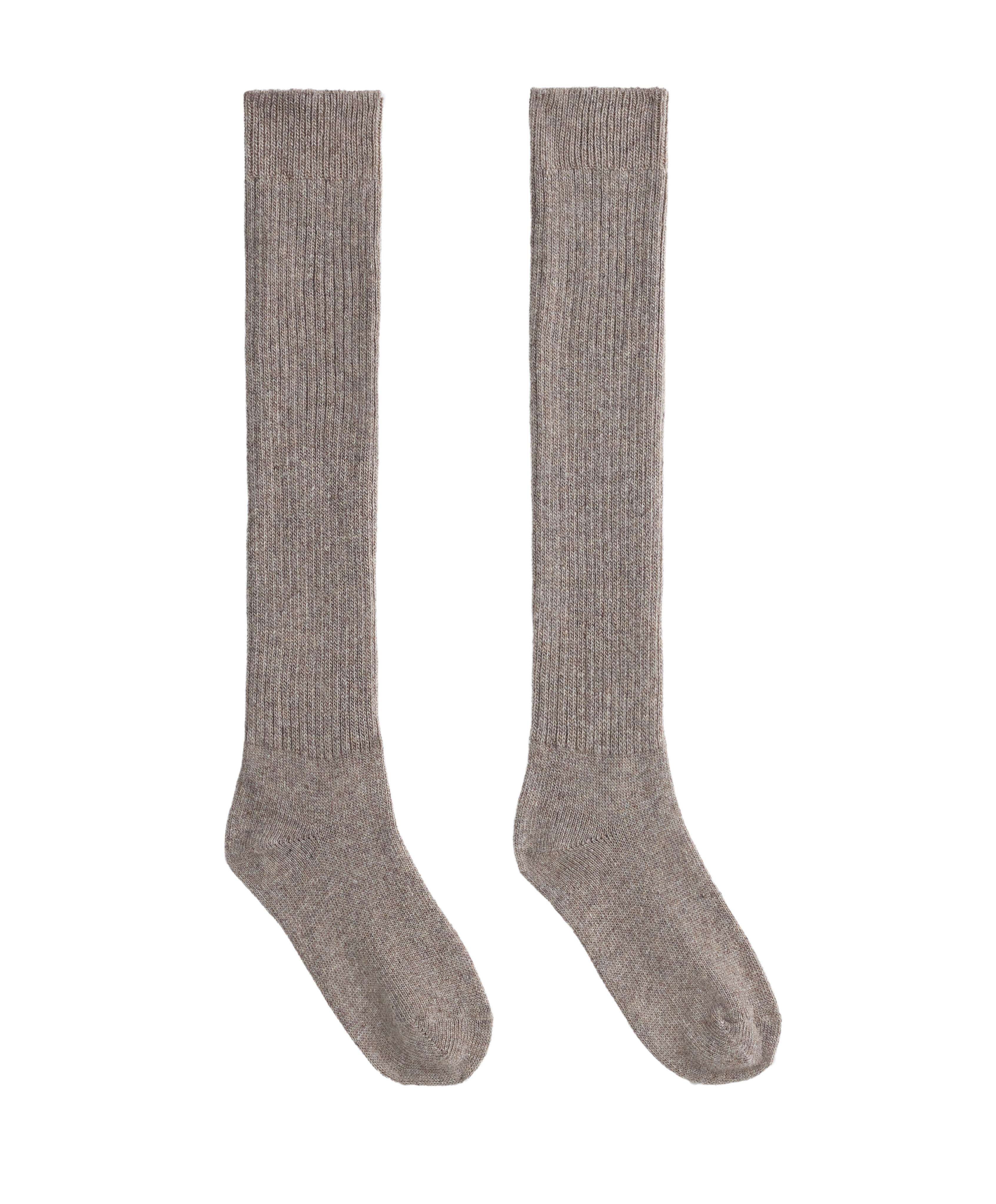 22% cashmere 10% wool long socks — BROWN MELANGE