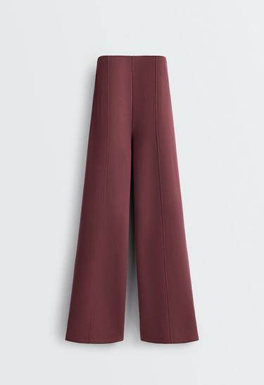 Soft-touch modal straight-leg rib trousers — BURGUNDY 6