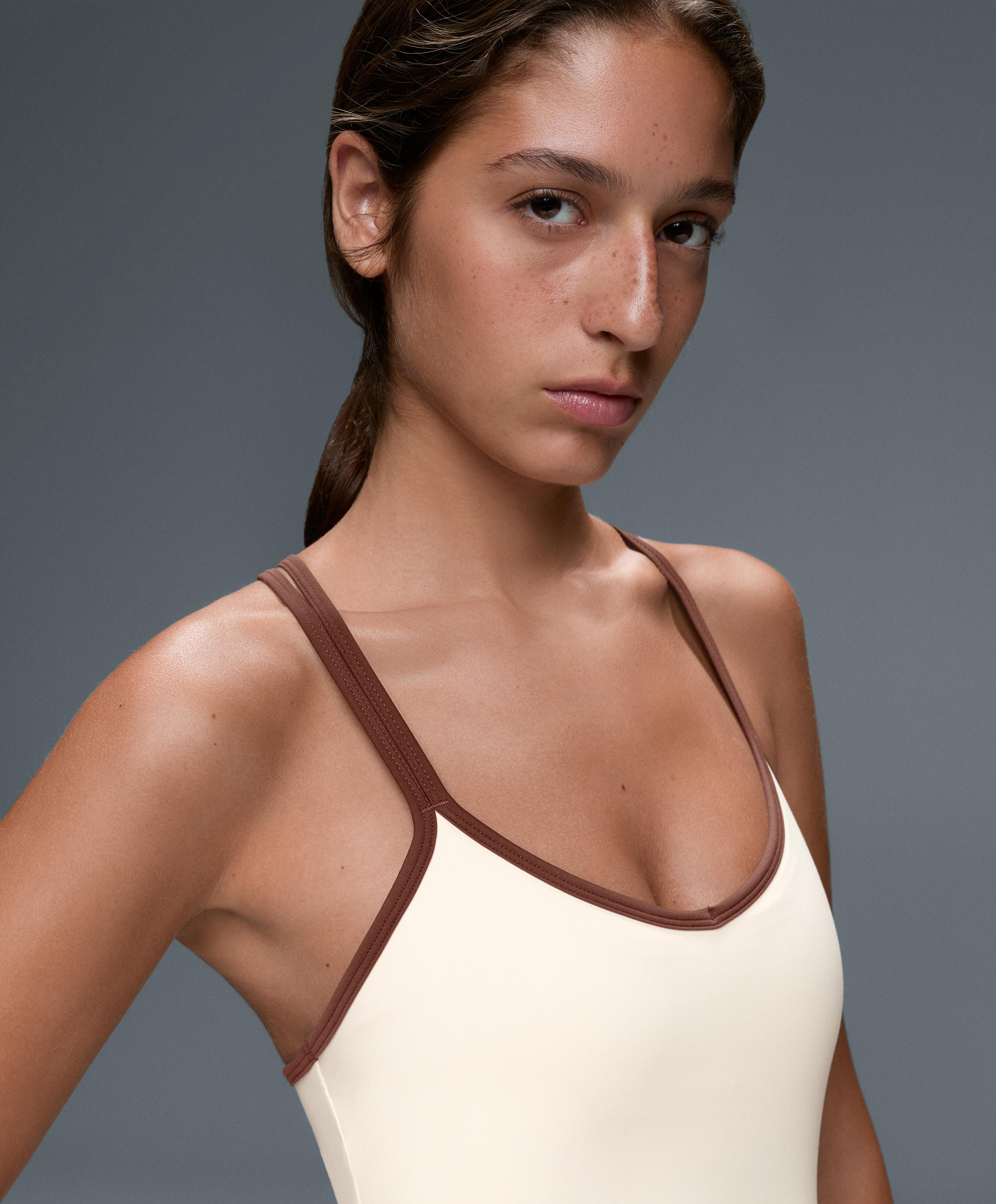 Comfortlux short jumpsuit with contrast double straps — PALE ECRU
