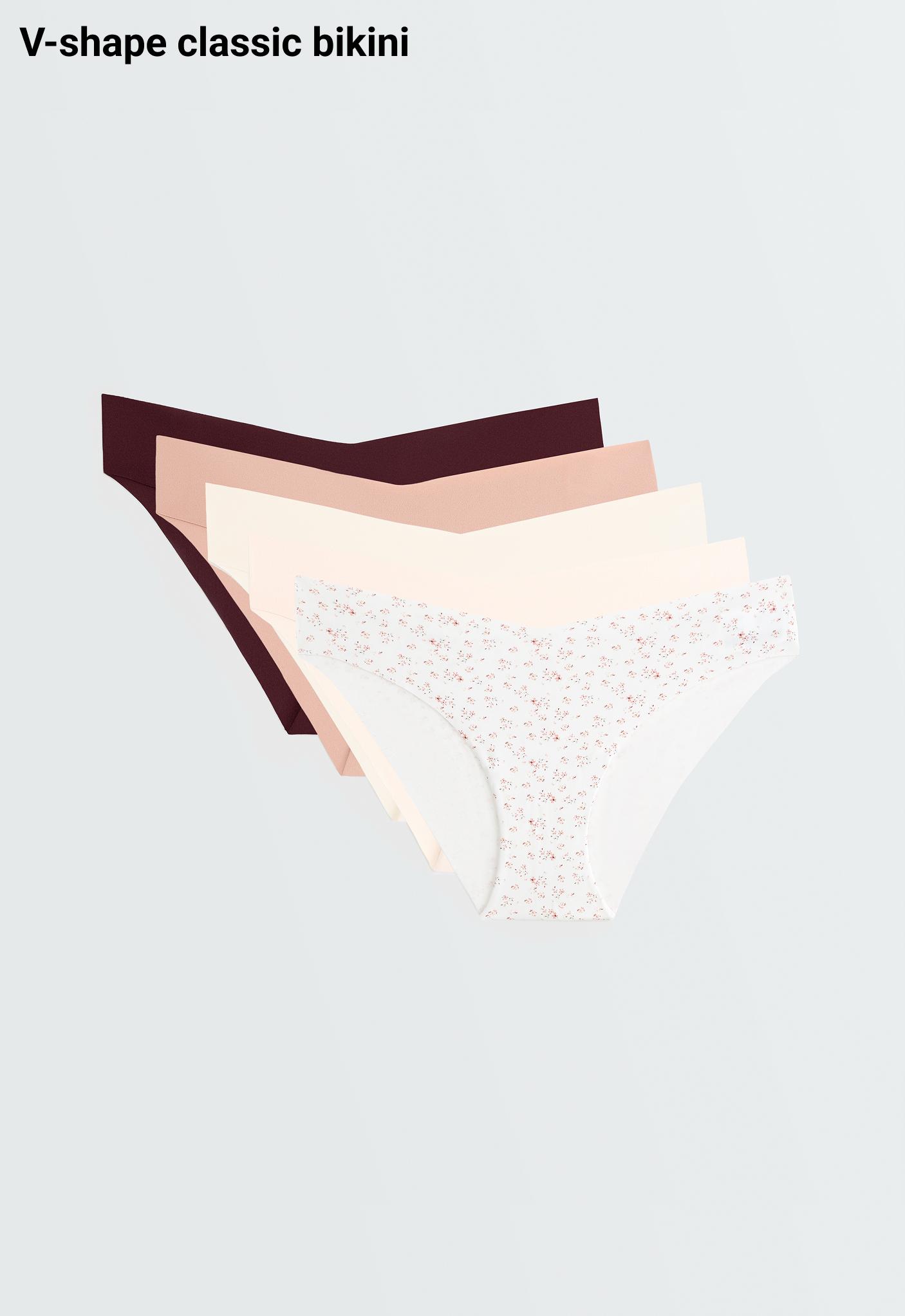 5 invisible laser-cut V-cut polyamide blend classic bikini briefs — SOFT PINK