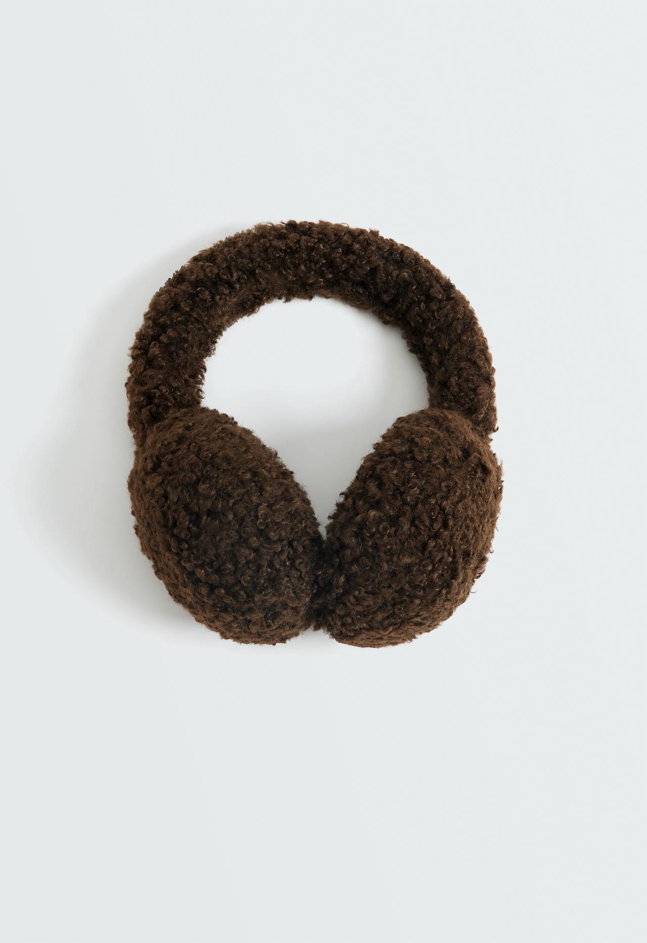 Faux-shearling earmuffs — CHOCOLATE
