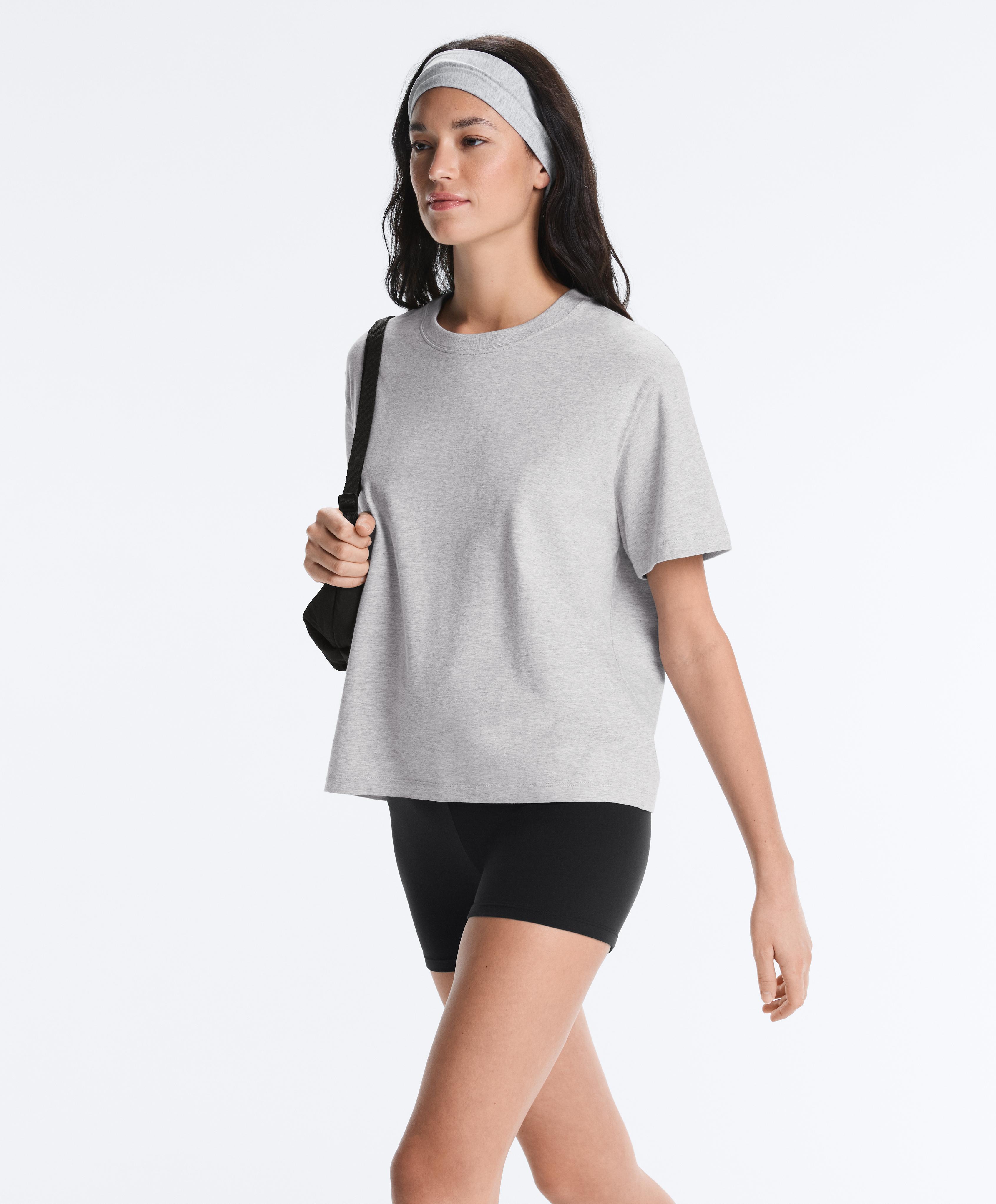 Boxy short-sleeved cotton blend T-shirt