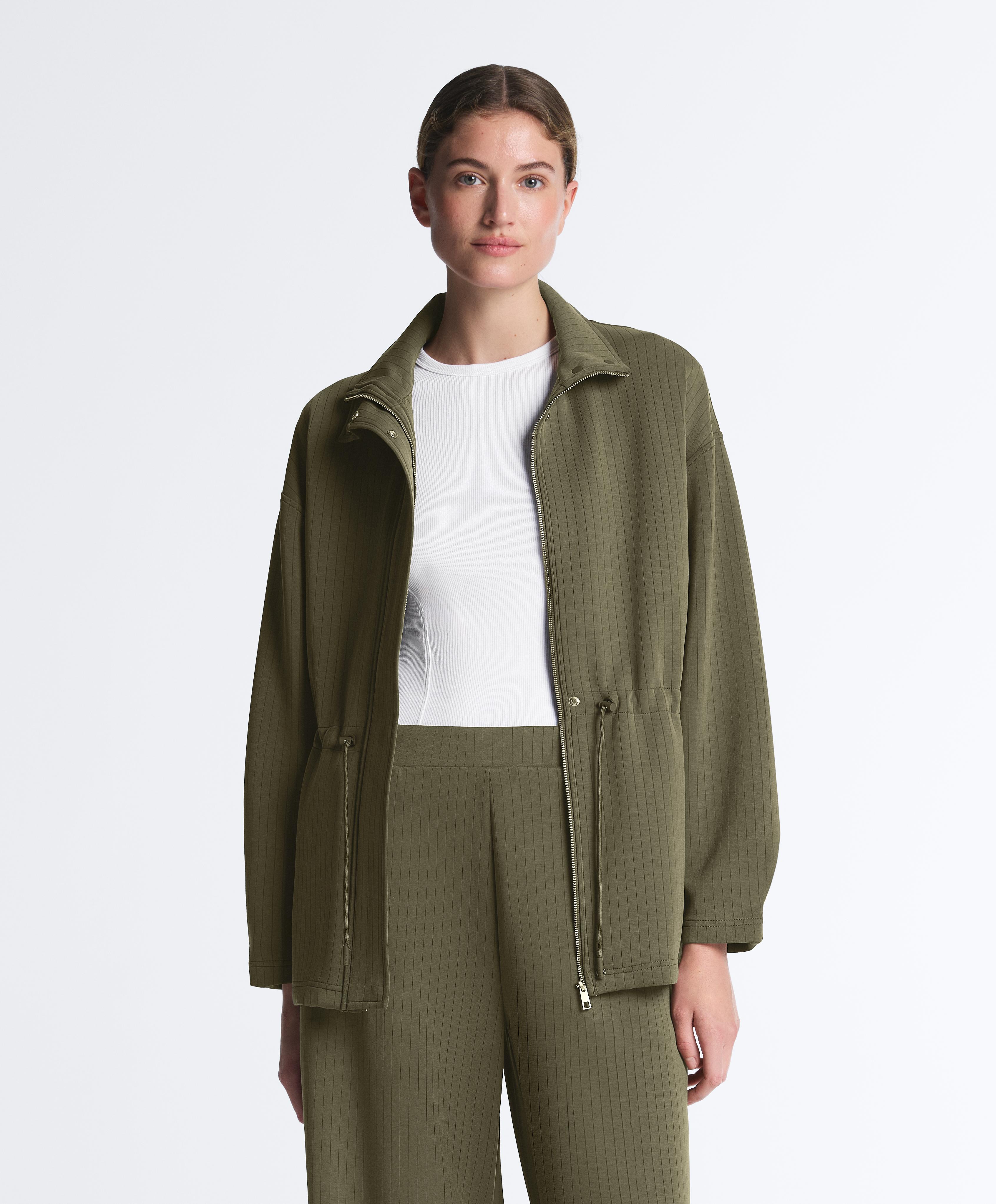 Long Utility jacket with soft-touch modal — KHAKI