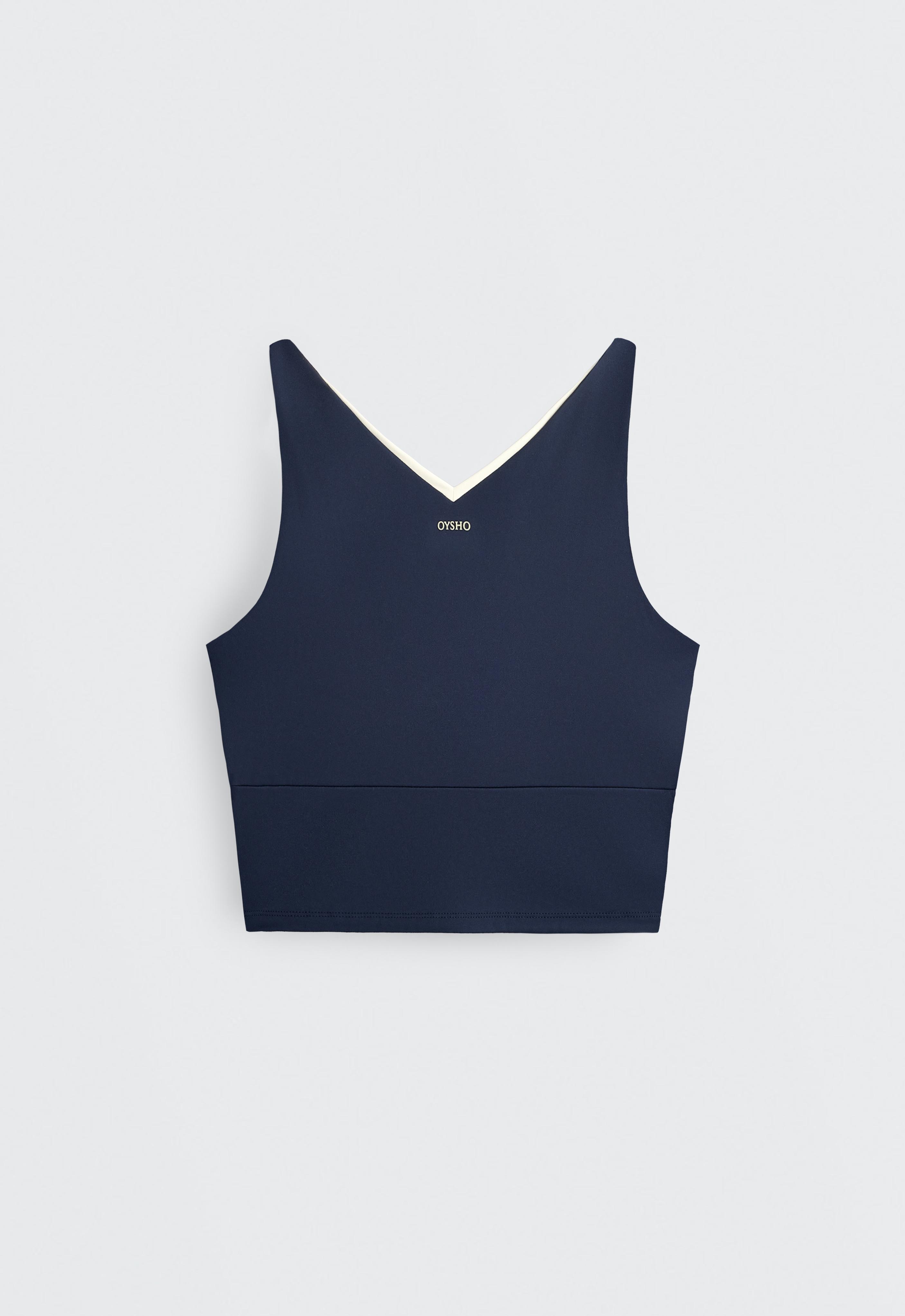 Comfortlux V-neck strappy tank top — NAVY BLUE