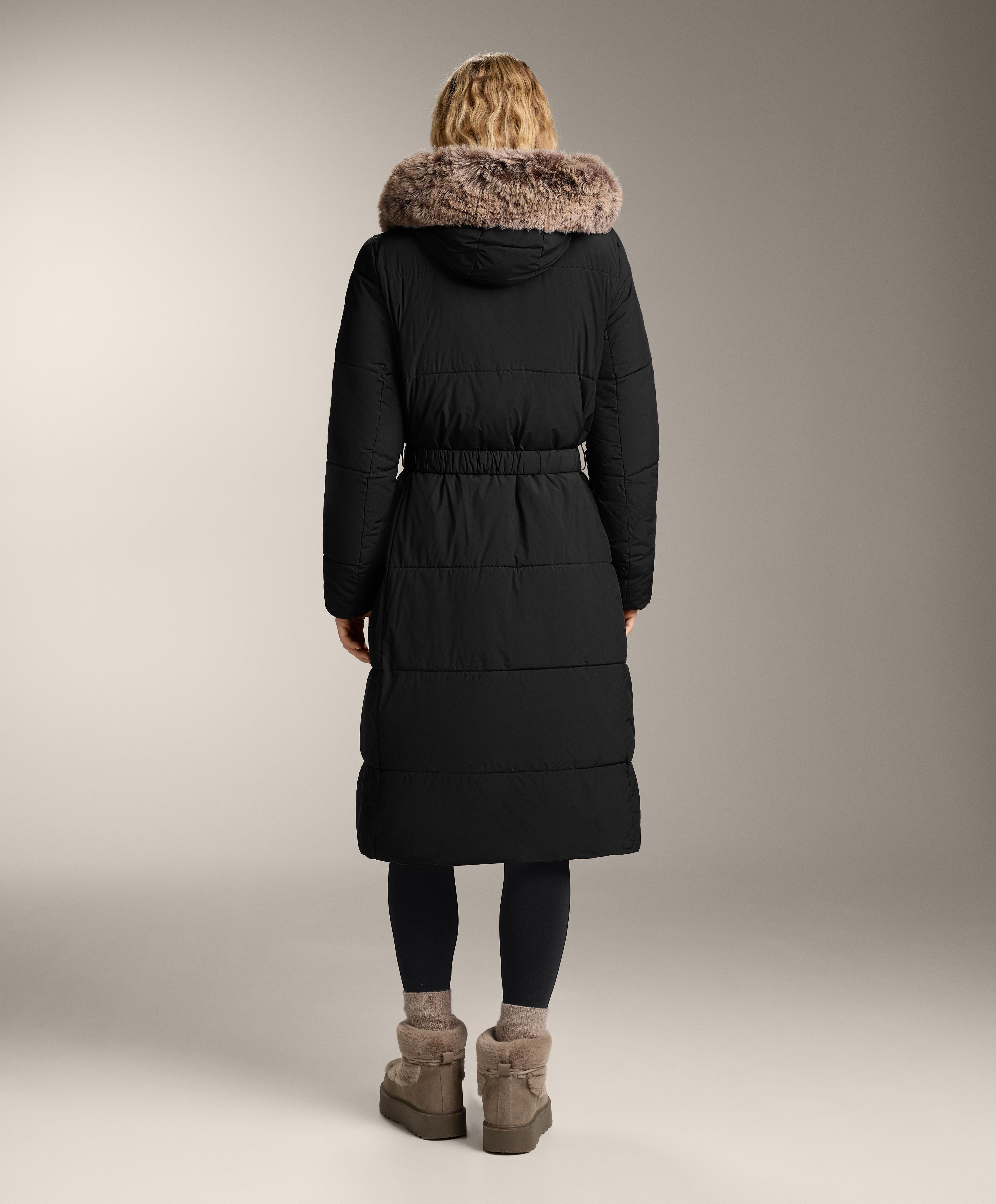 Primaloft® water-repellent long padded jacket — BLACK