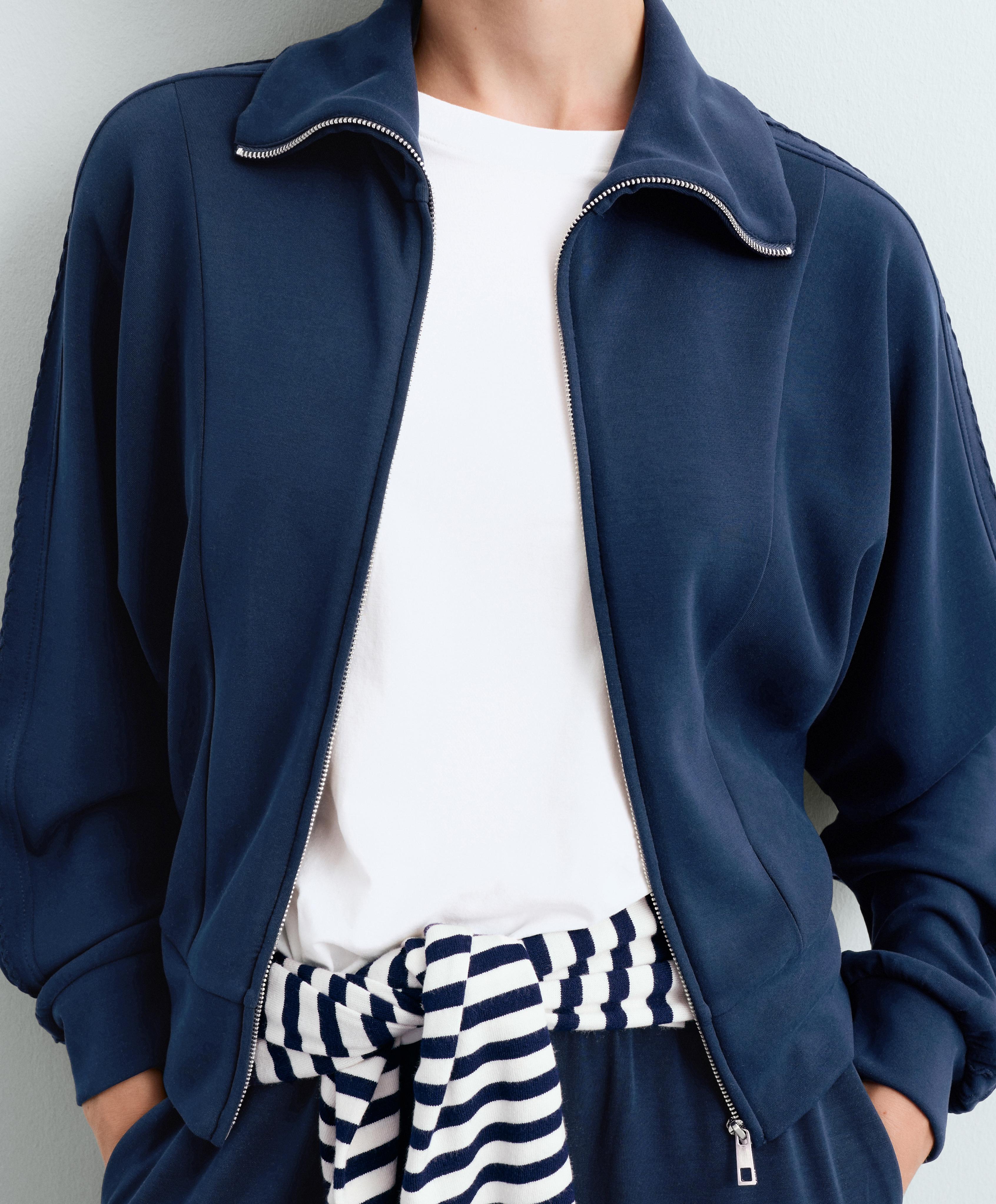 Soft-touch modal bomber jacket — NAVY BLUE
