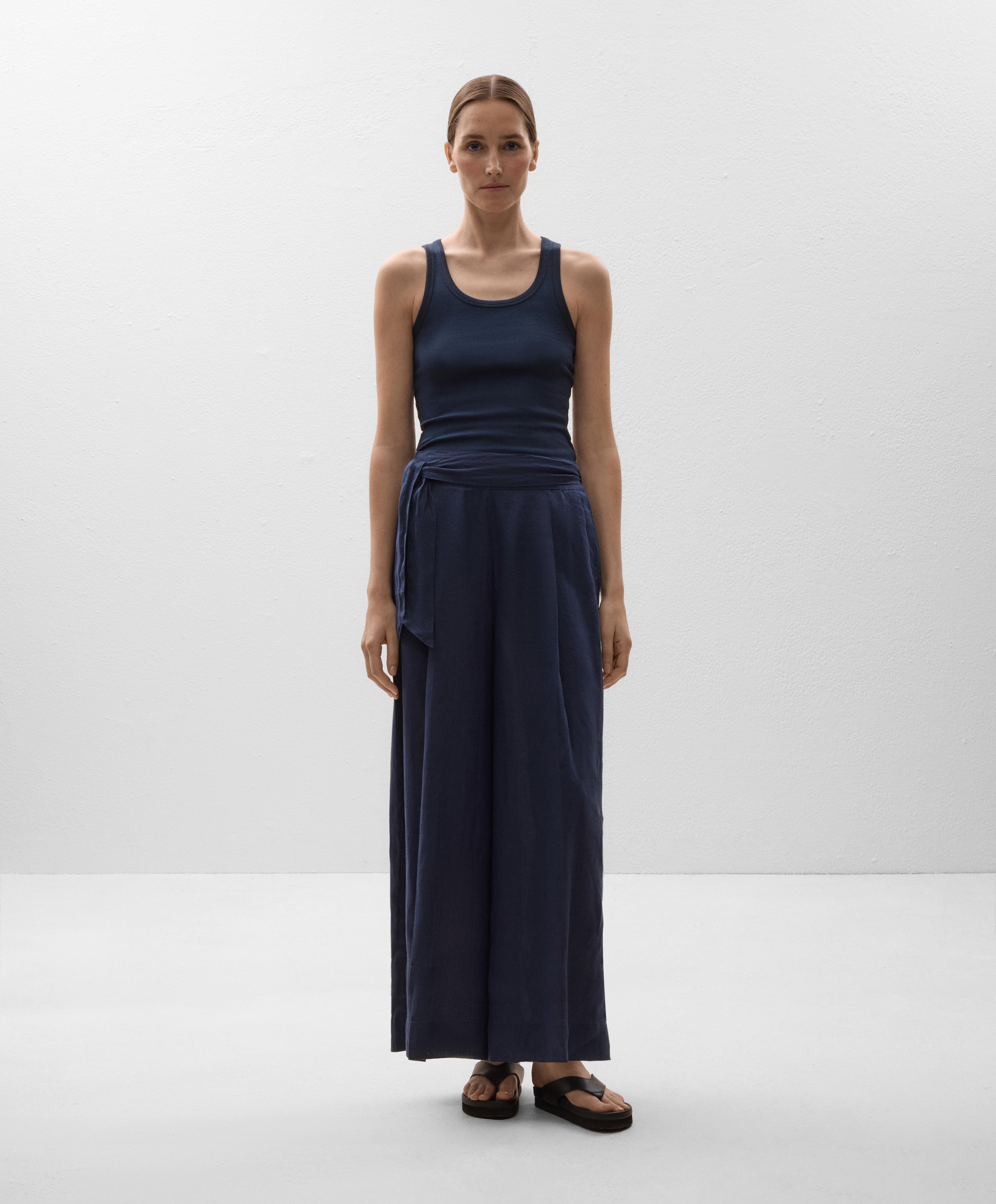 Szerokie spodnie z wiązaniem w pasie, 100% len - Wyprzedaż Szerokie spodnie z wiązaniem w pasie, 100% len - Wyprzedaż