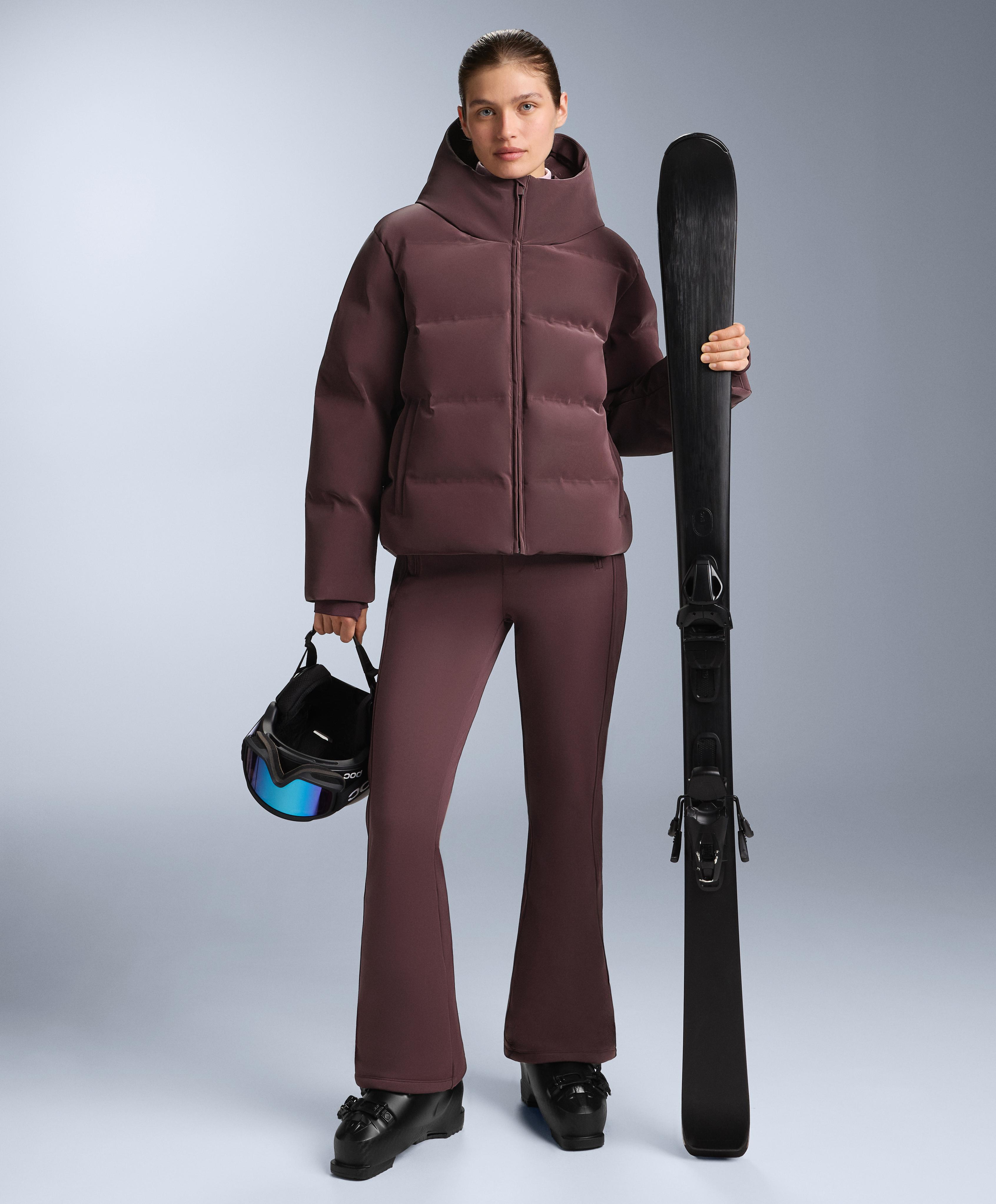 Satin padded jacket 80% down and 20% feather MINARDI PIUME SKI water-resistant — DARK WINE RED