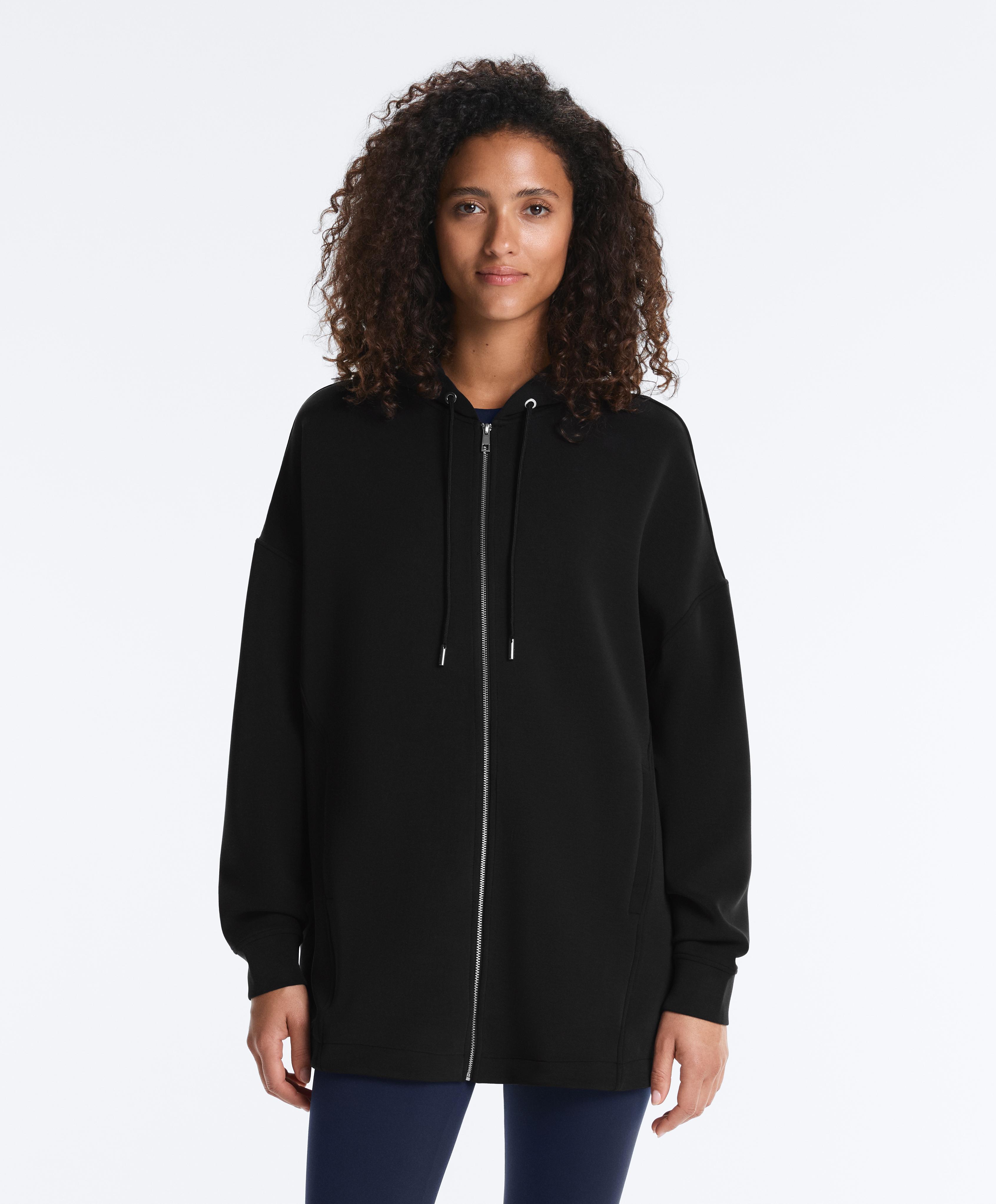 Long soft touch jacket with modal — BLACK